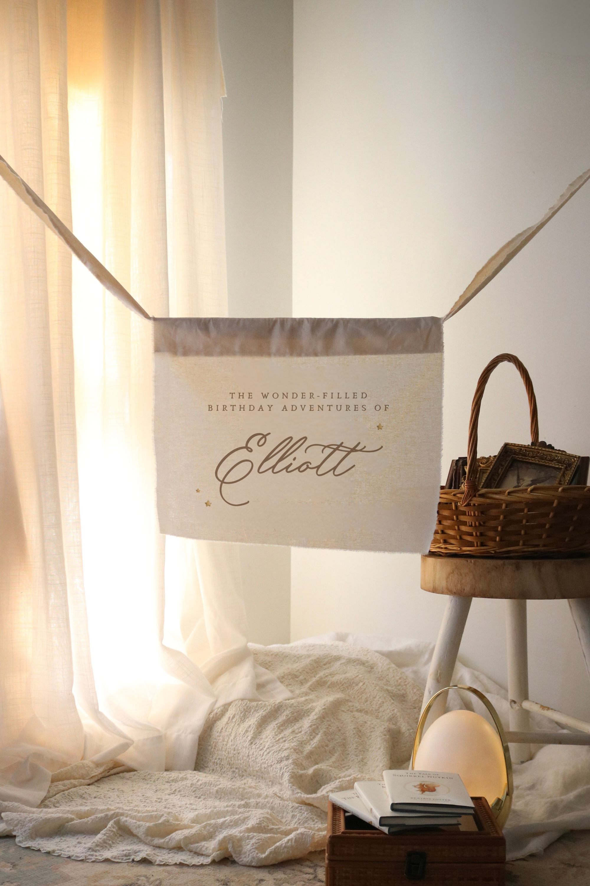 Medium Birthday Banner | 40cm x 50cm | Multiple Design + Fabric Options