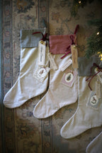 Christmas Stocking with Personalised Name & Illustration Tags