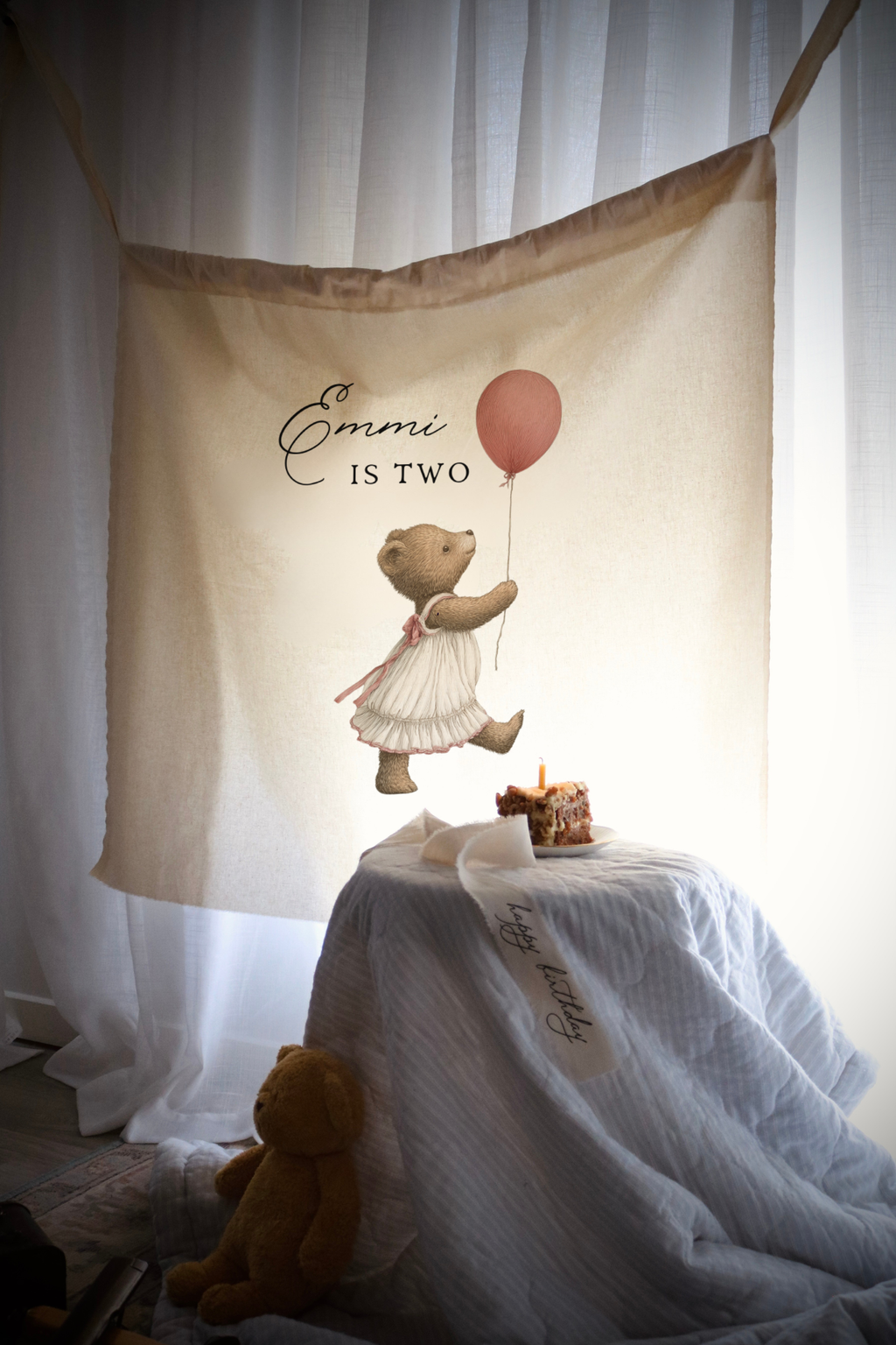 Large Birthday Banner | 100cm x 100cm | Multiple Design + Fabric Options