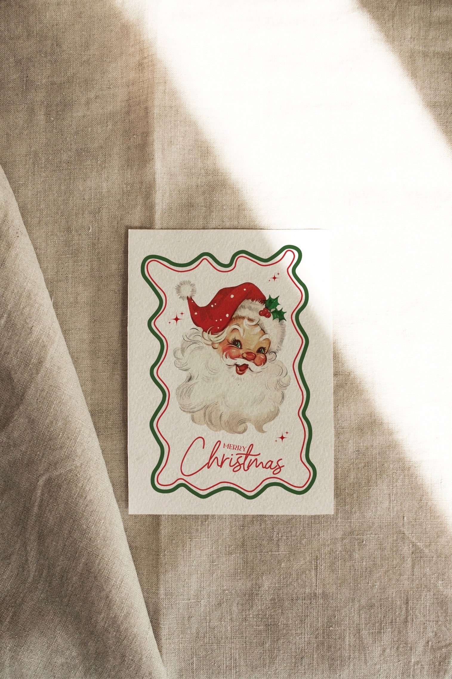 Cute Retro Santa | Available as Christmas Card or Print