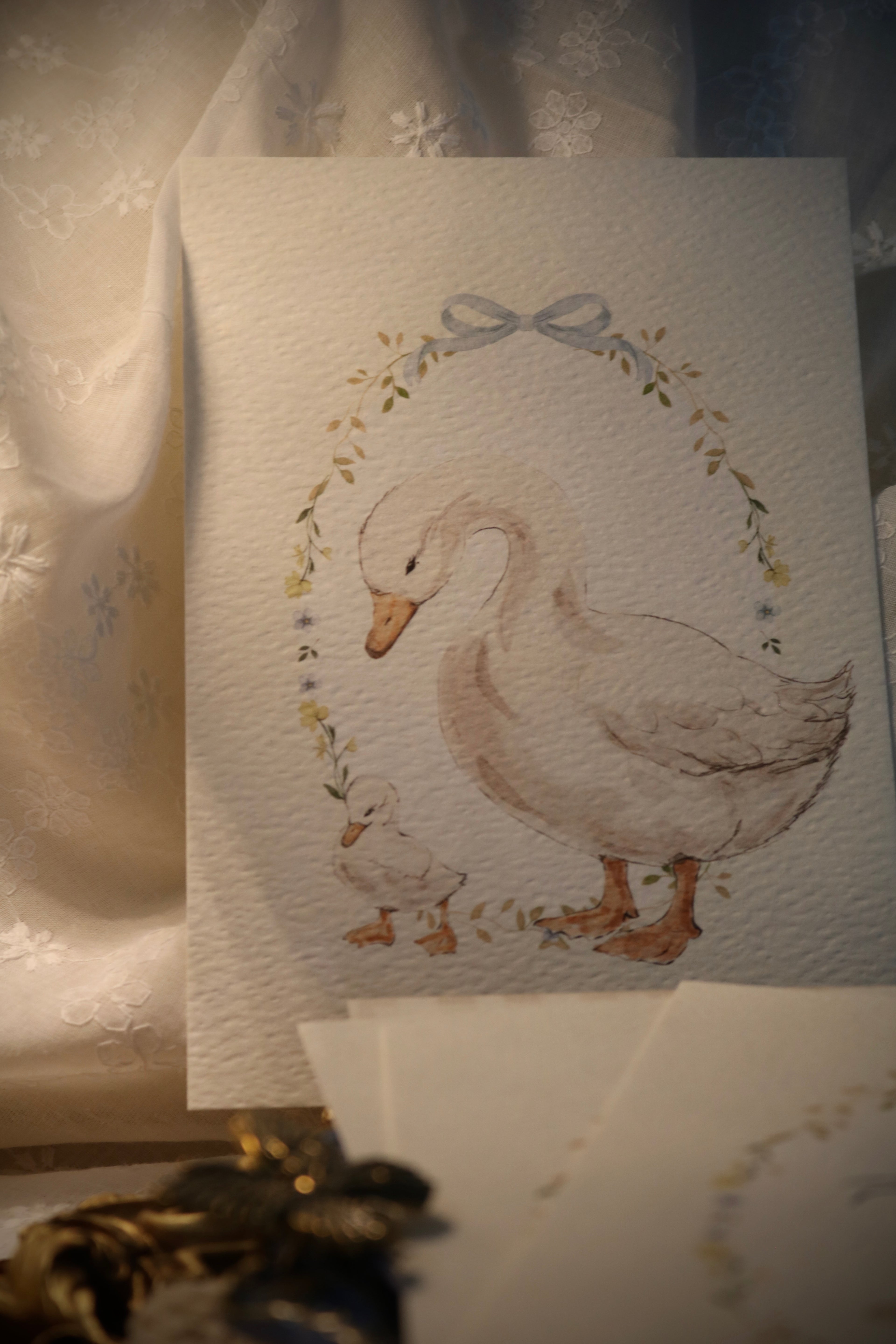 Mama Duck and Her Baby | Art Print or Greeting Card