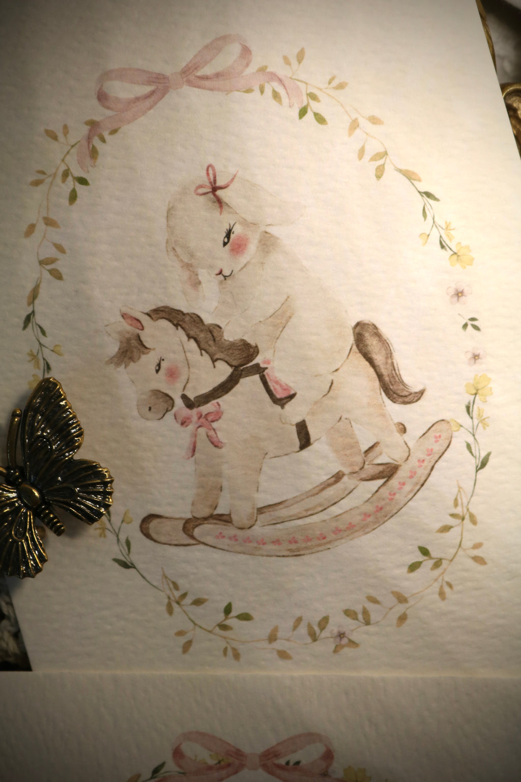 Bunny and Rocking Pony | Art Print or Greeting Card