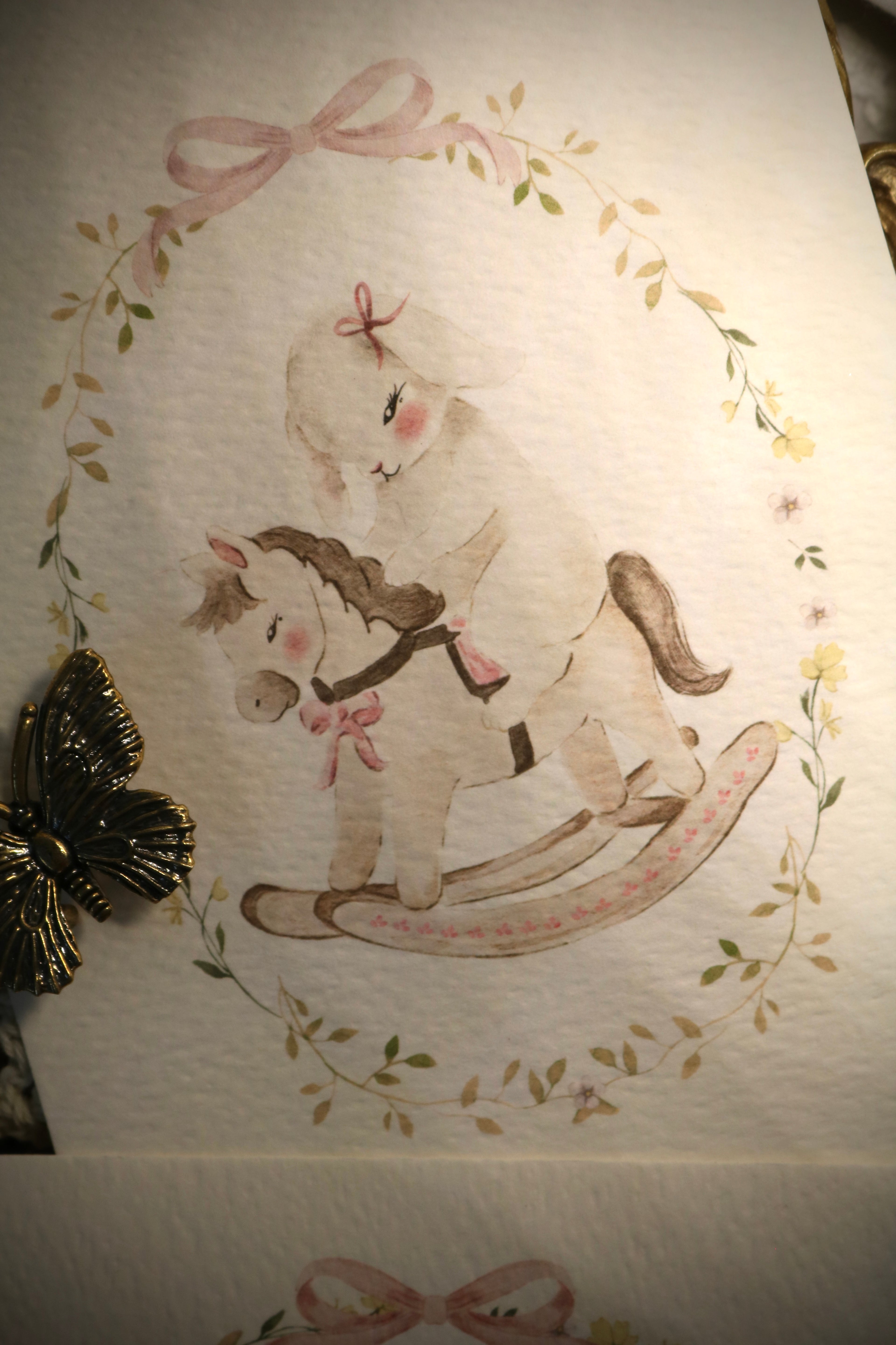 Bunny and Rocking Pony | Art Print or Greeting Card