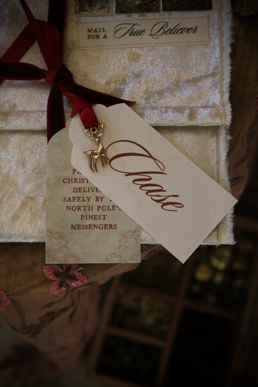 Deluxe Illustrated Card and Letter from Santa, with Double Velvet and Cotton Envelopes