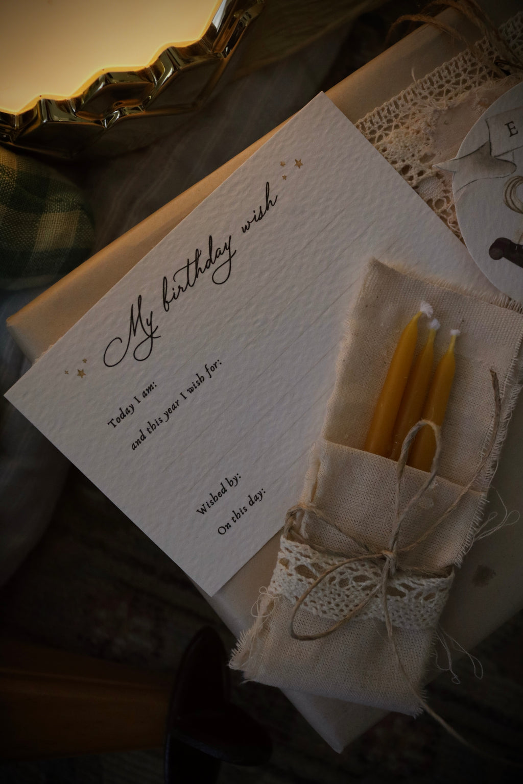 My Birthday Wish Set | 3 x Beeswax Candles + Wish Cards