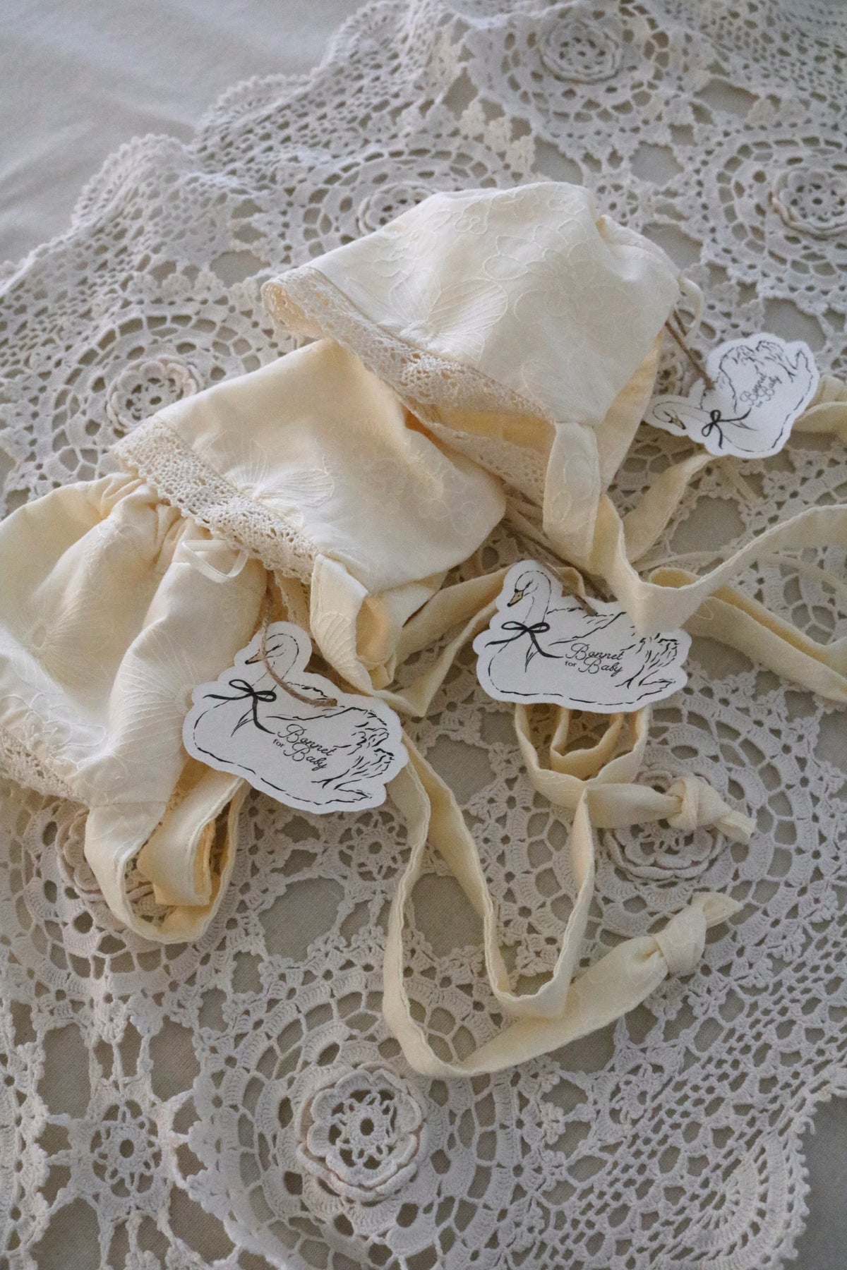 Butter Yellow Broderie Anglaise Baby Bonnet