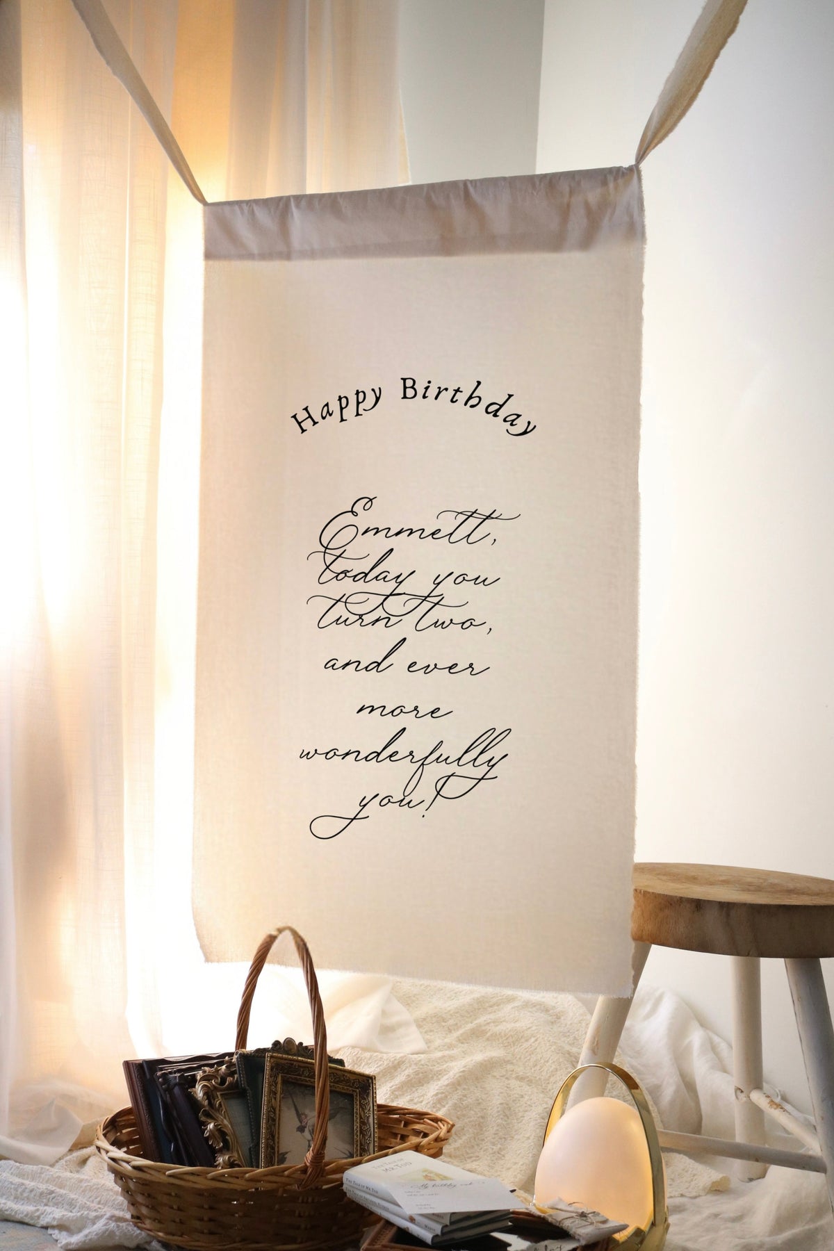 Tall Birthday Banner | 55cm x 115cm | Multiple Design + Fabric Options
