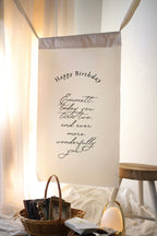 Tall Birthday Banner | 55cm x 115cm | Multiple Design + Fabric Options
