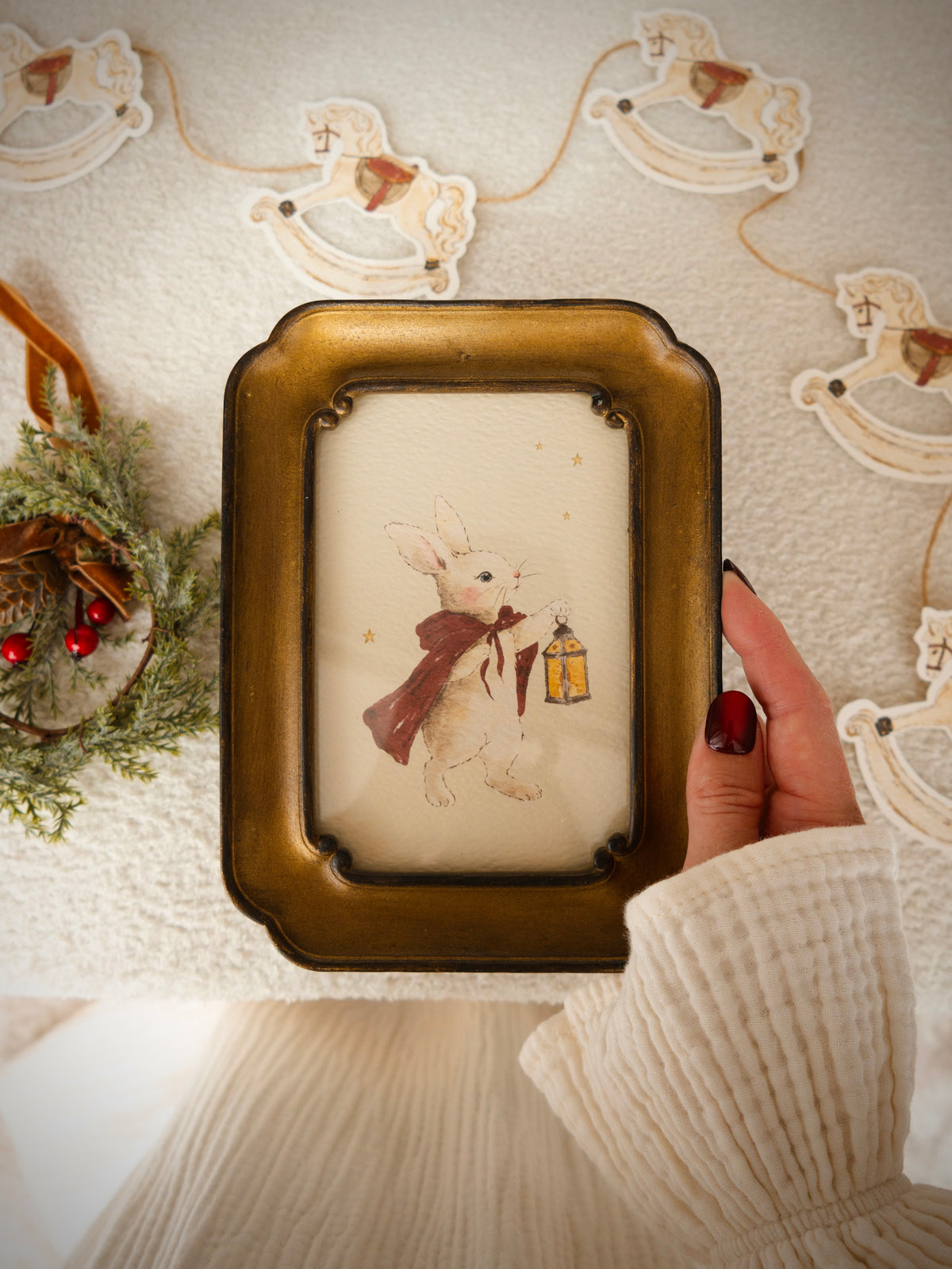 Lantern Bunny | Available as Christmas Card or Print