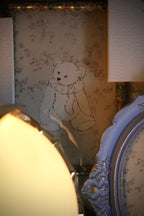 Nursery Teddy with Florals | Framed