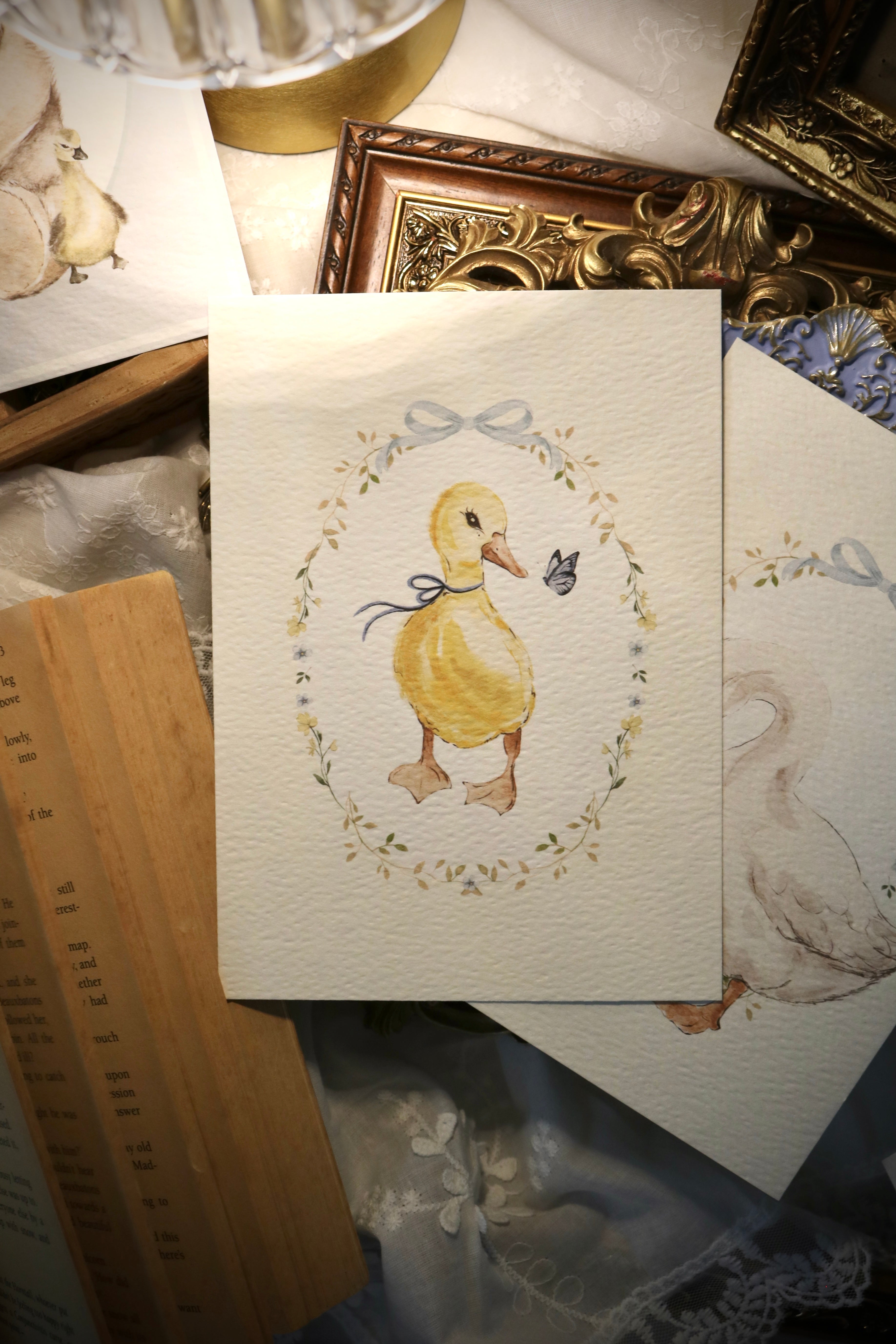 Duckling and Butterfly | Art Print or Greeting Card