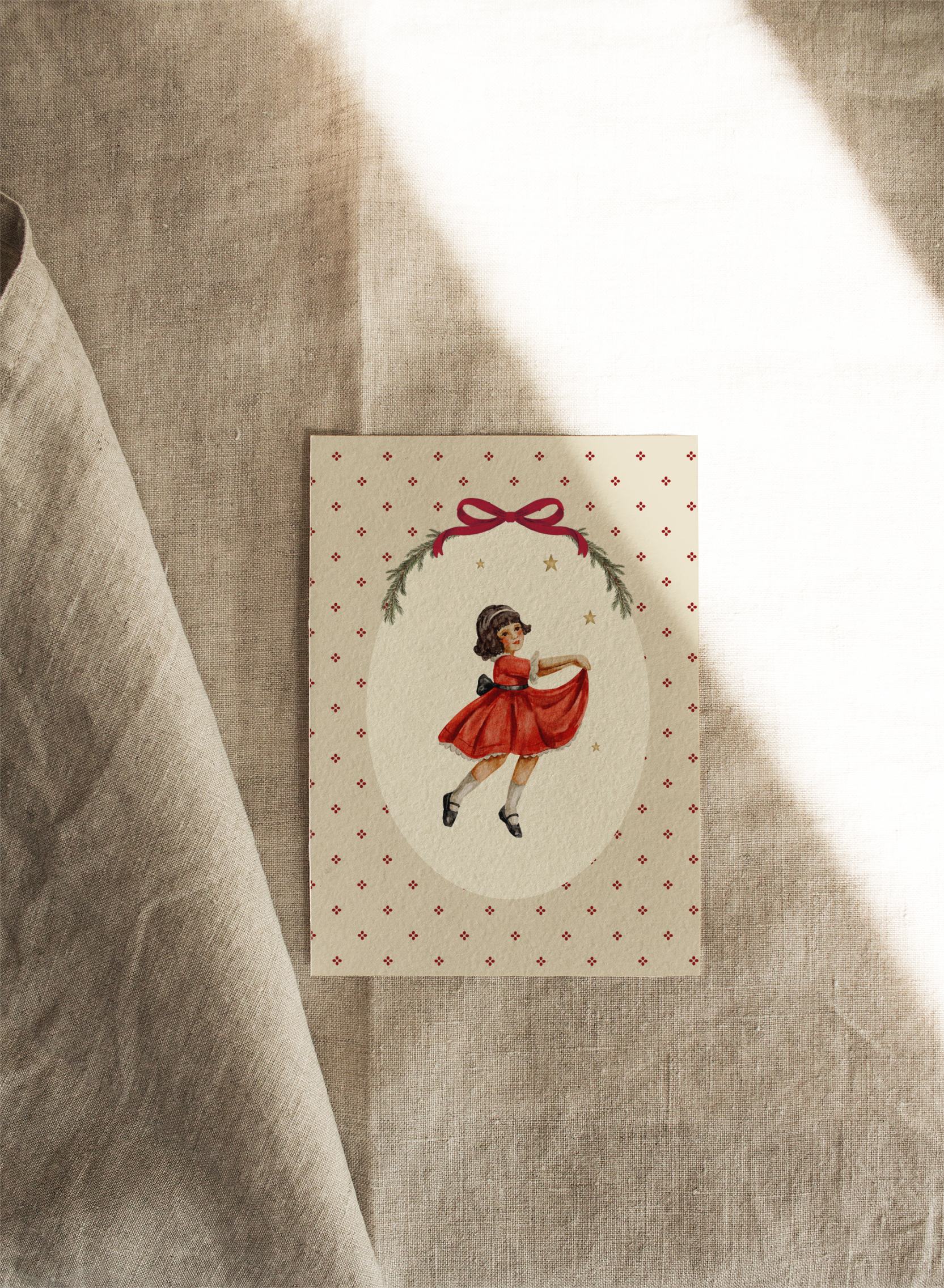 My Best Red Dress with Red Polka Dots | Available as Christmas Card or Print