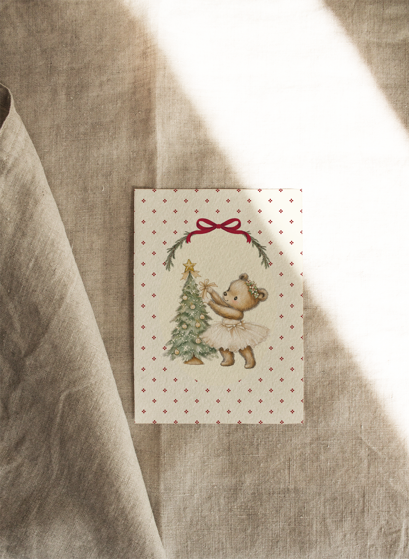 Holly Bear | Available as Christmas Card or Print
