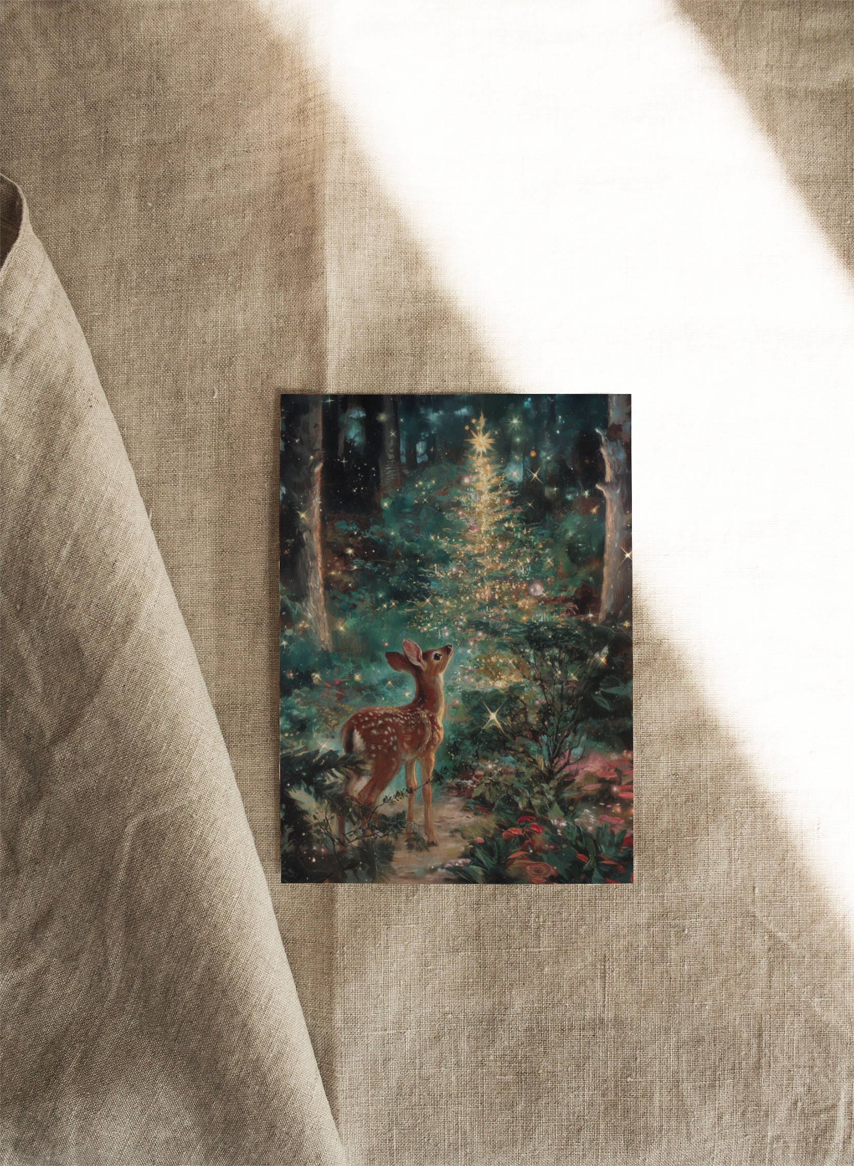 The Fawn and the Christmas Tree | Available as Christmas Card or Print