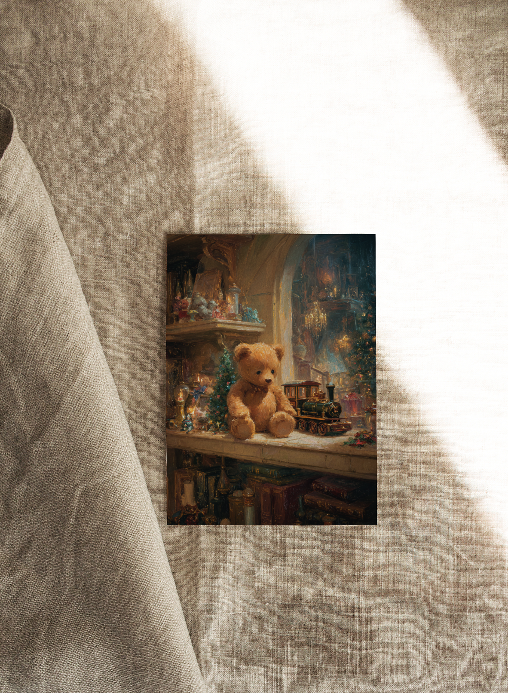 Teddy in Santa's Workshop | Available as Christmas Card or Print