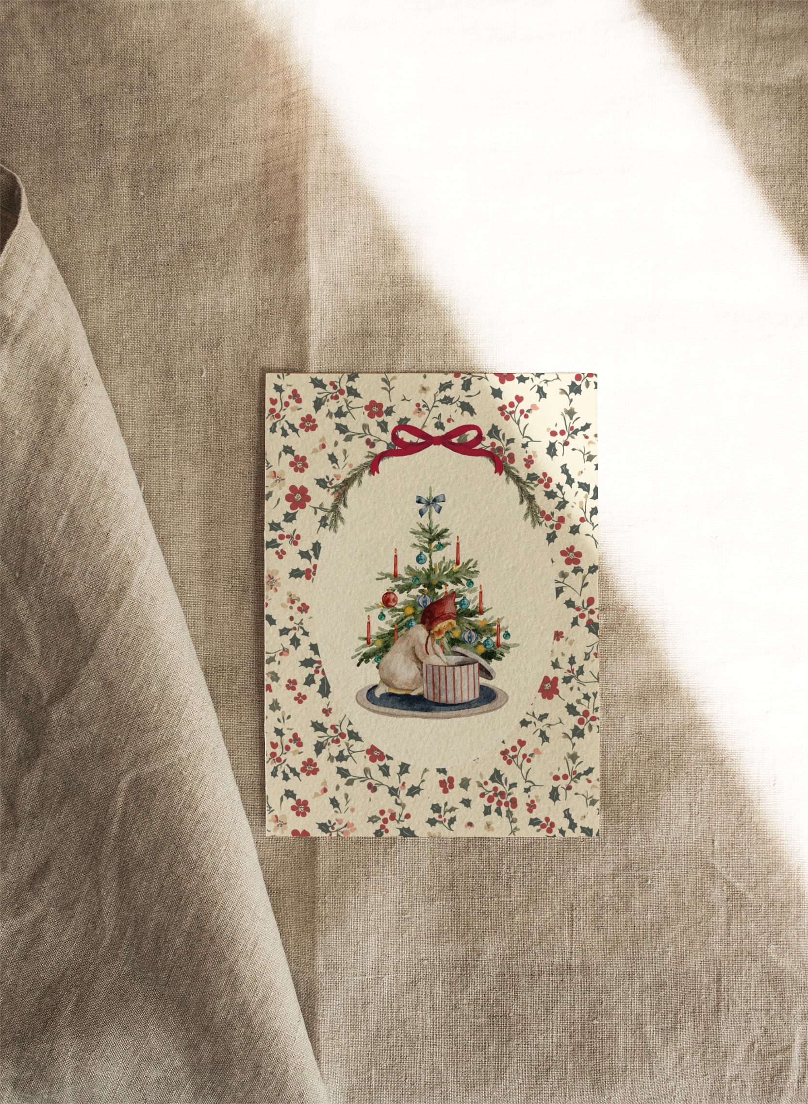 Just a Peek with Floral Pattern | Available as Christmas Card or Print