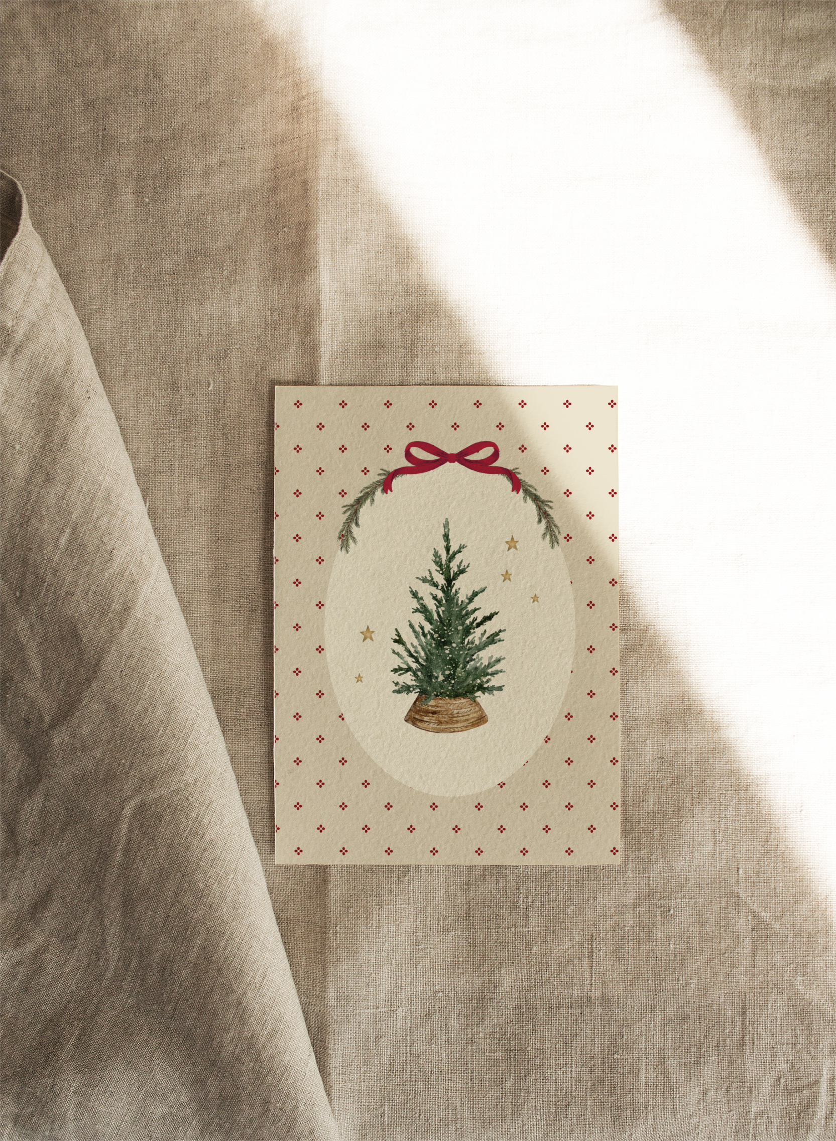 Christmas Tree with Red Polka Dots | Available as Christmas Card or Print