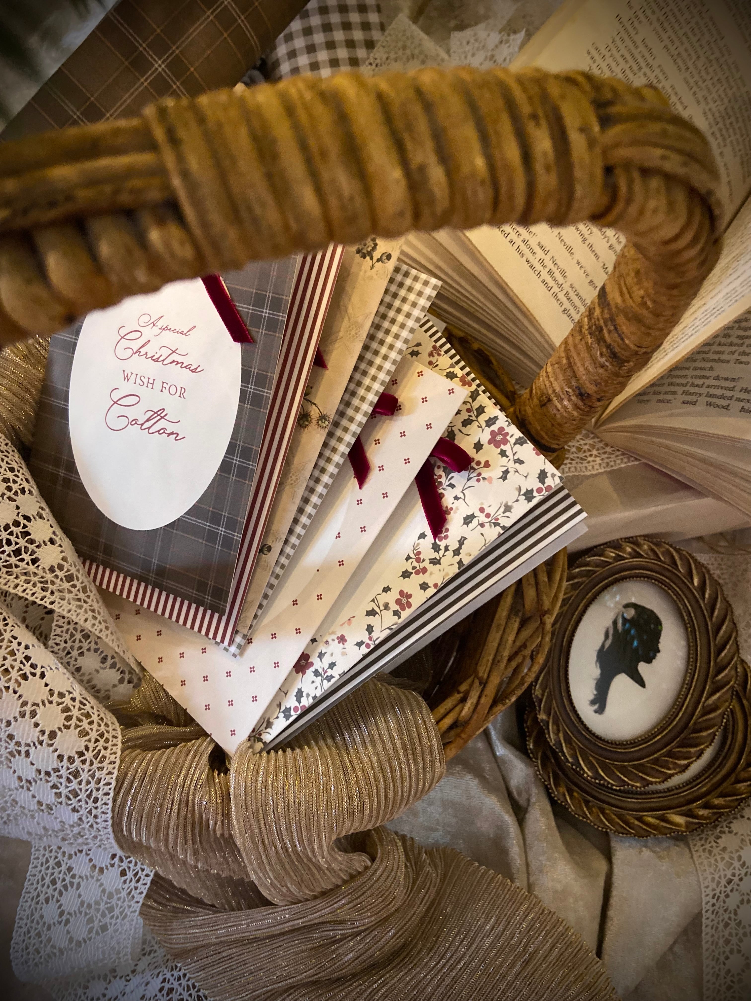 Personalised Christmas Card with Lace and Velvet Ribbon