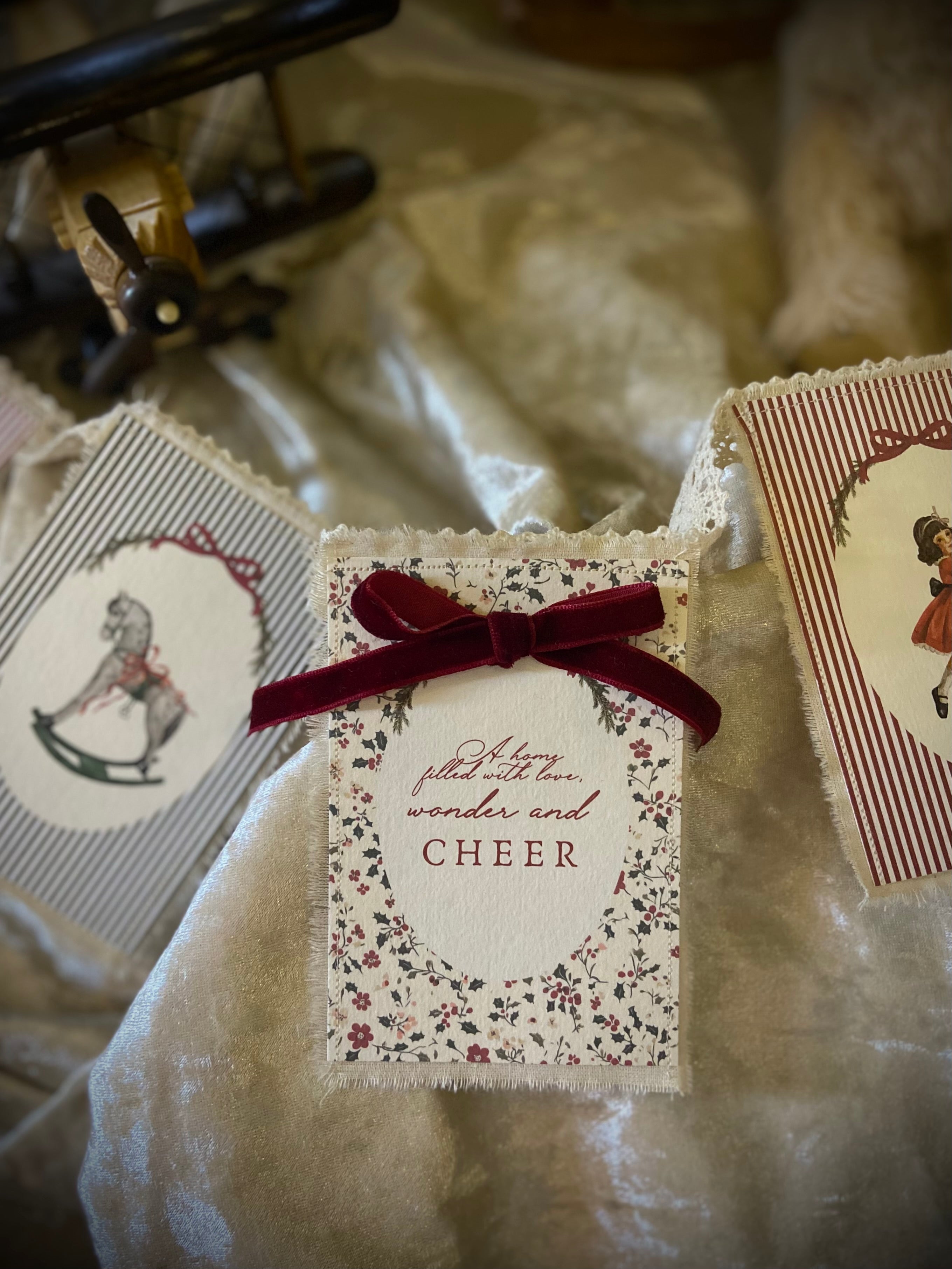 Lace and Cotton Christmas Garland | Customisable Illustrations + Text