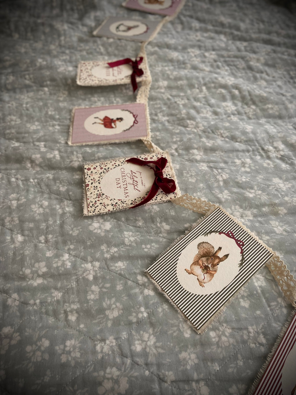 Lace and Cotton Christmas Garland | Customisable Illustrations + Text