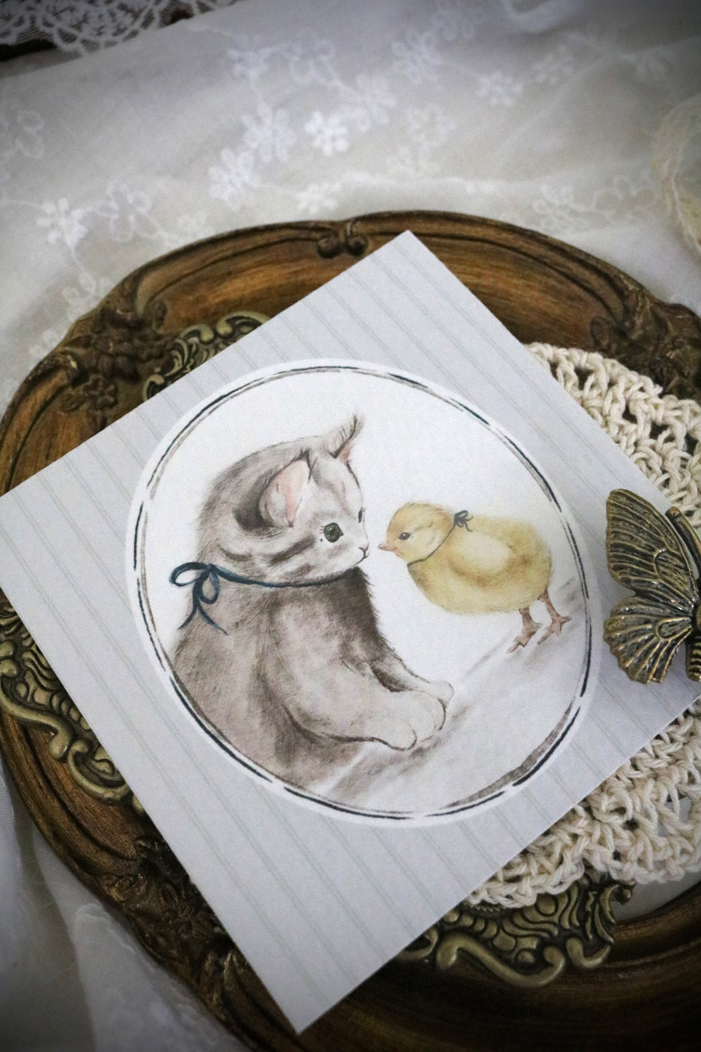Kitten and Chick | Art Print or Greeting Card