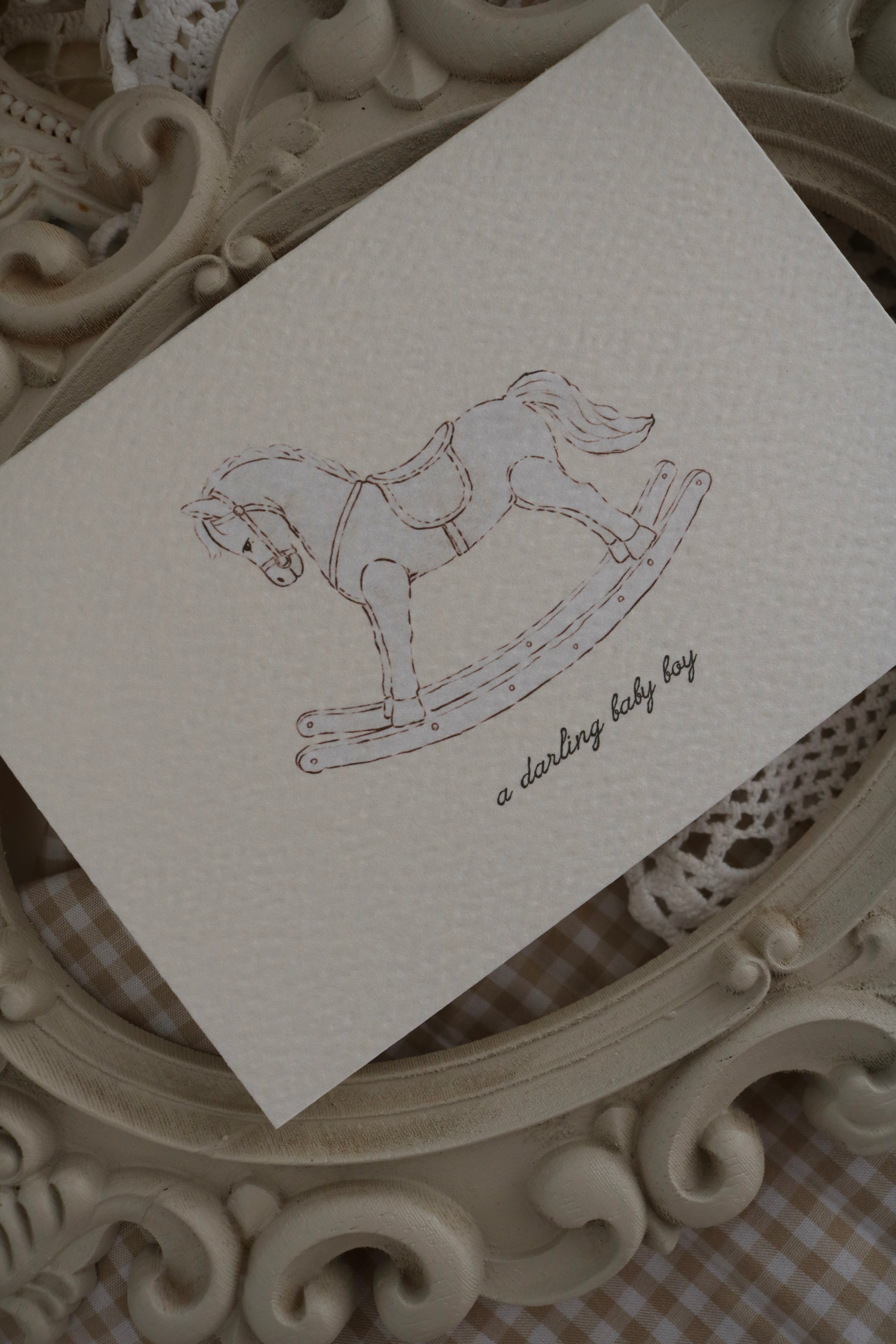 Rocking Horse | Baby Boy | Illustrated Keepsake Card