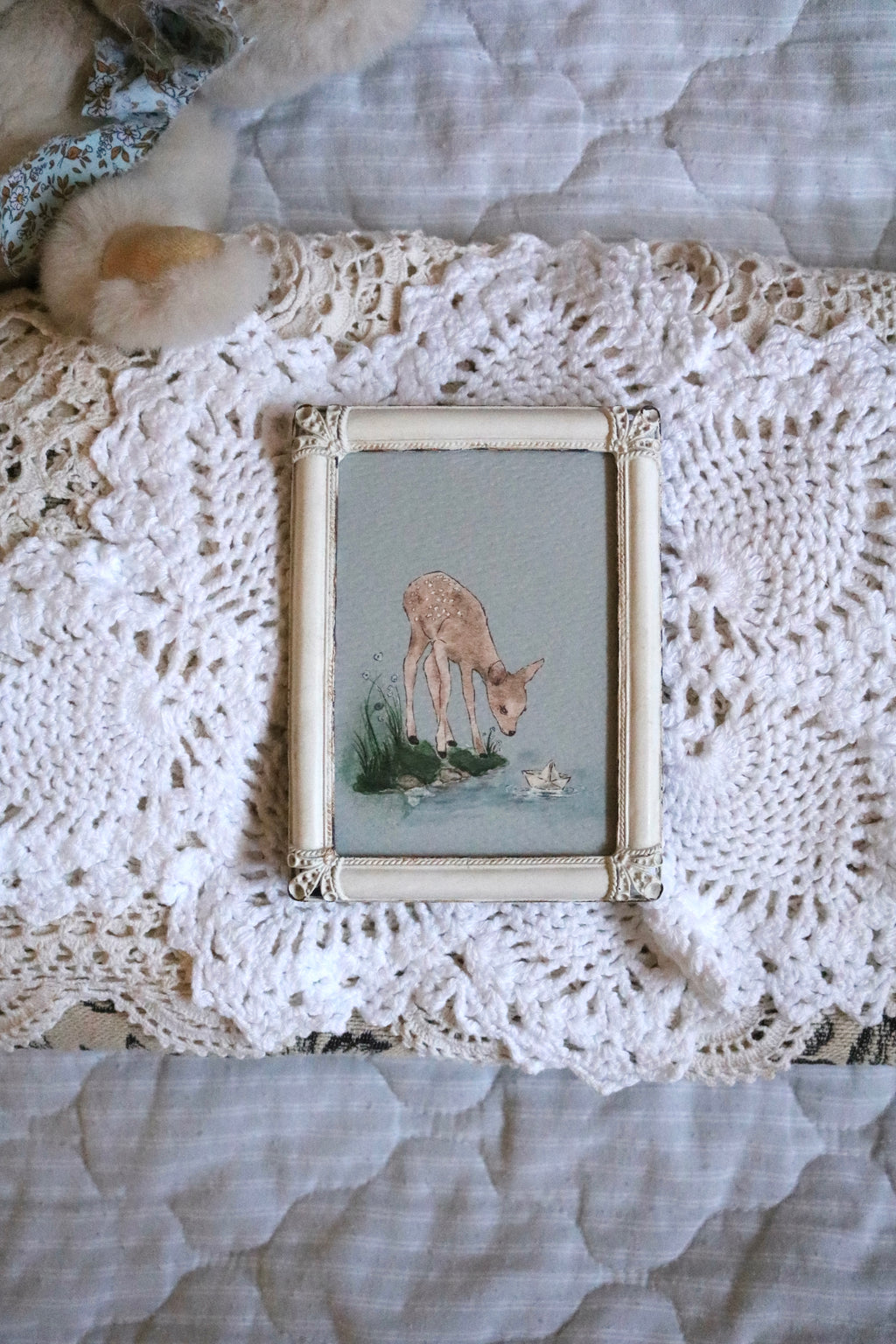 The Fawn and the Paper Boat | Framed
