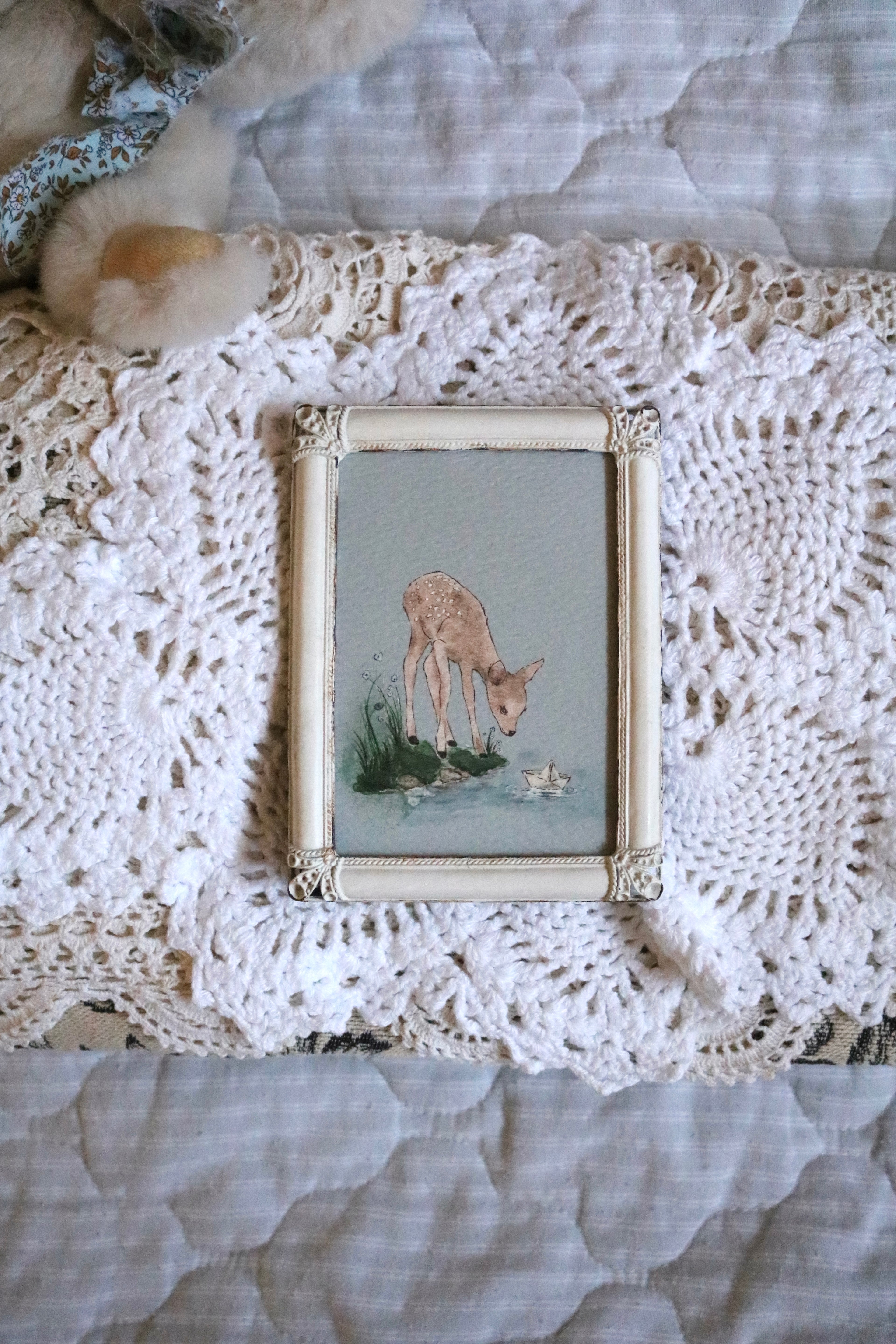 The Fawn and the Paper Boat | Framed