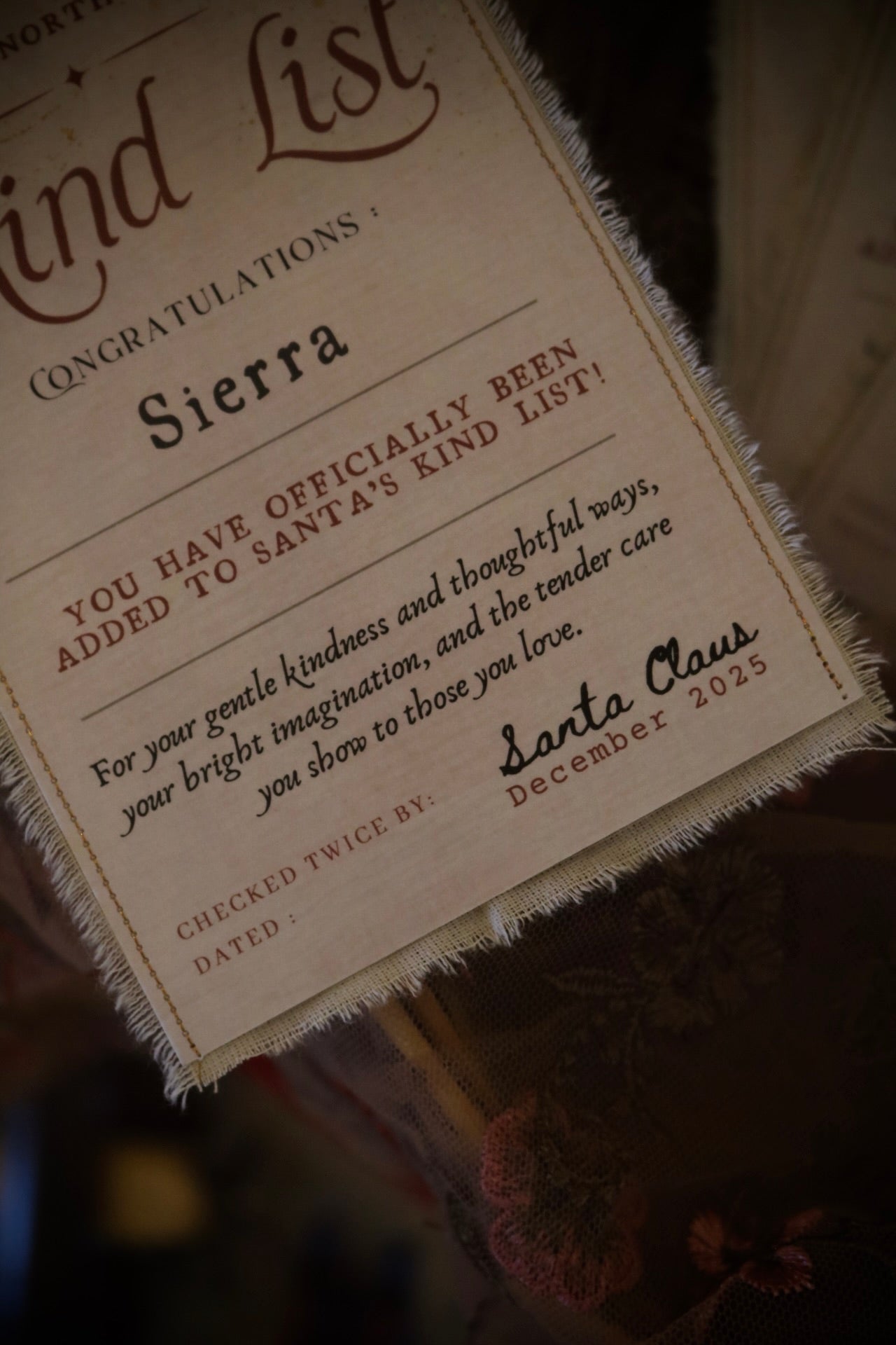 Kind List Certificate