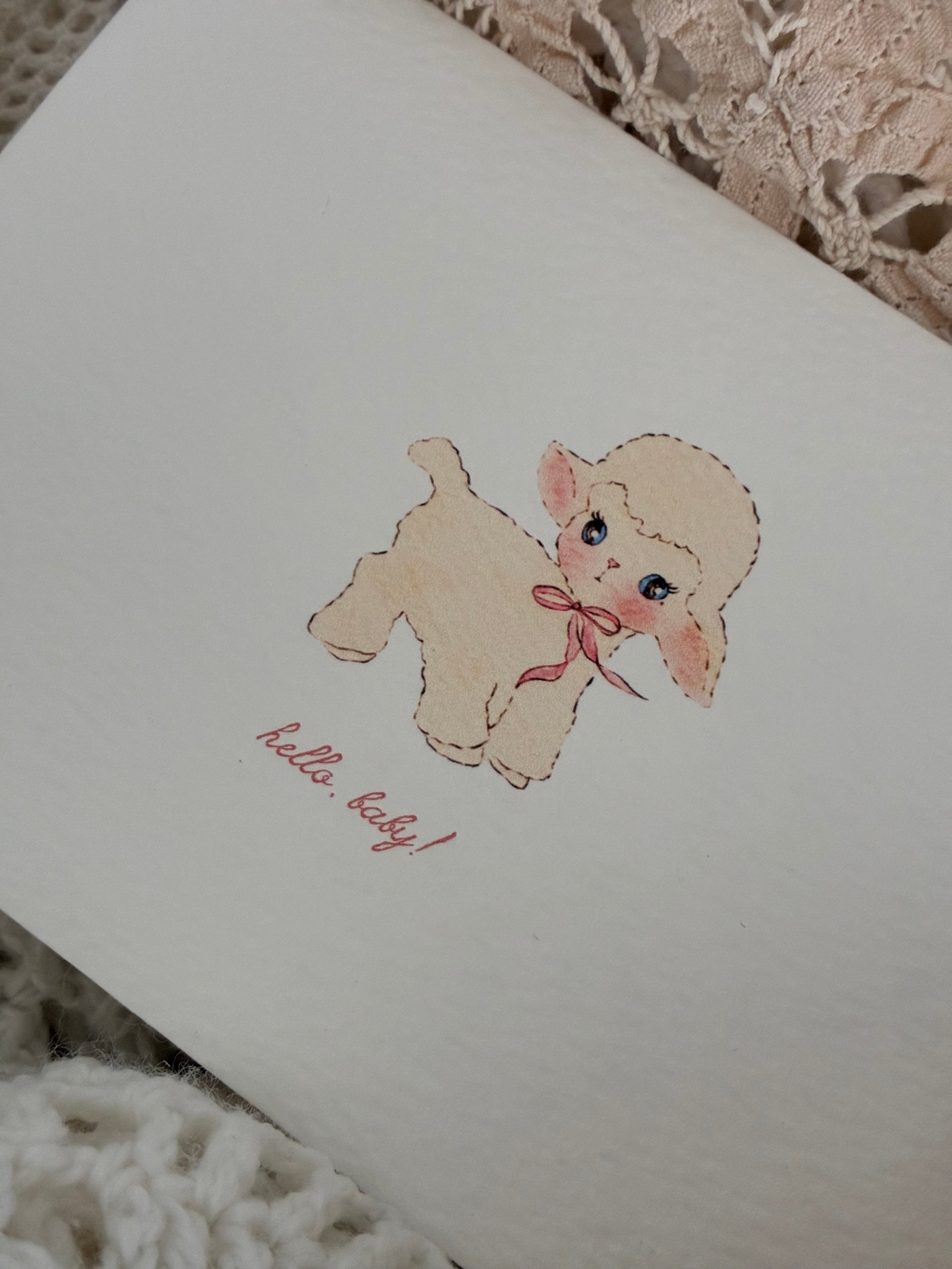 Lamb | Hello, Baby | Illustrated Keepsake Card