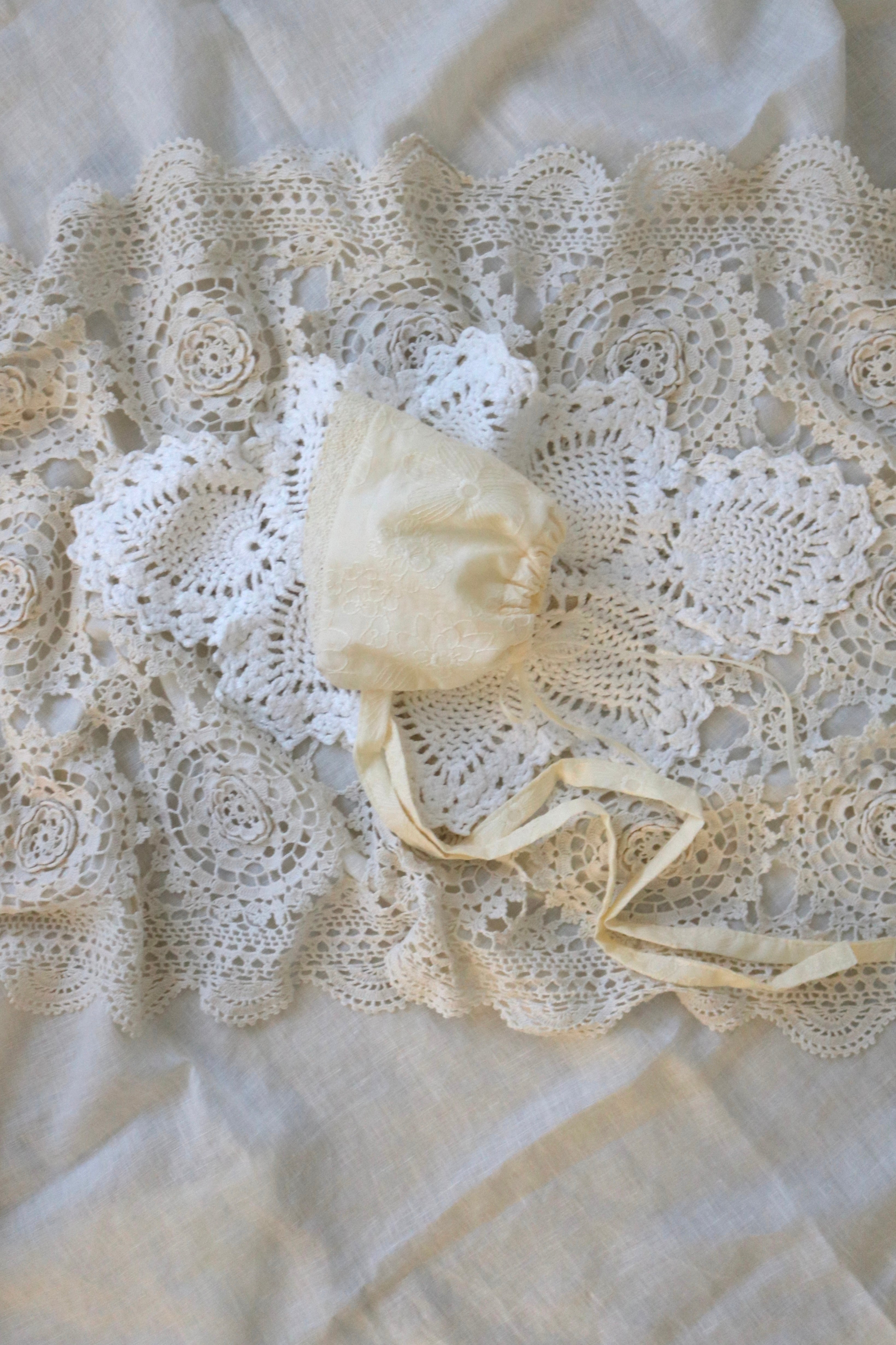 Butter Yellow Broderie Anglaise Baby Bonnet