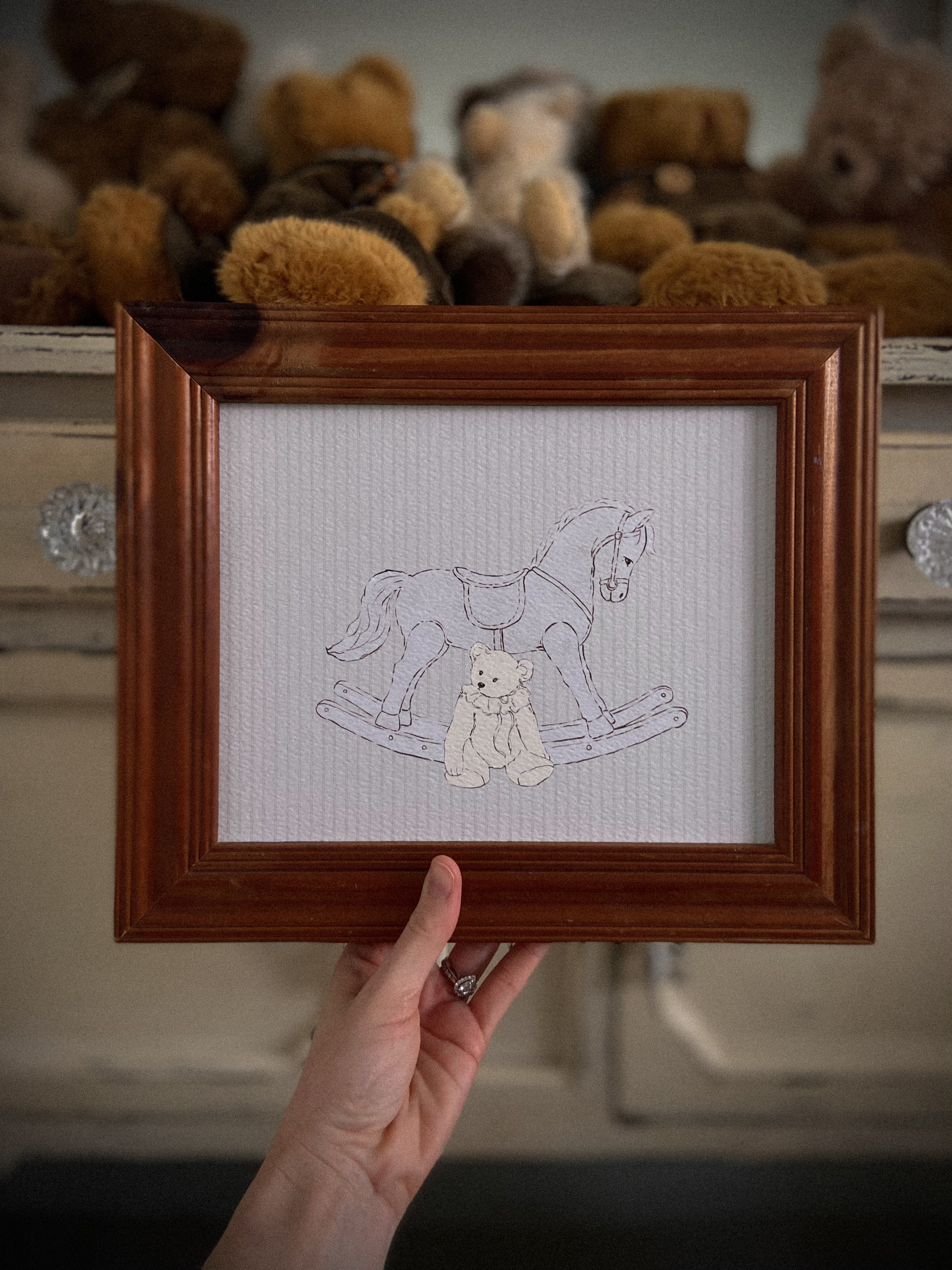 Bear & Rocking Horse | Framed