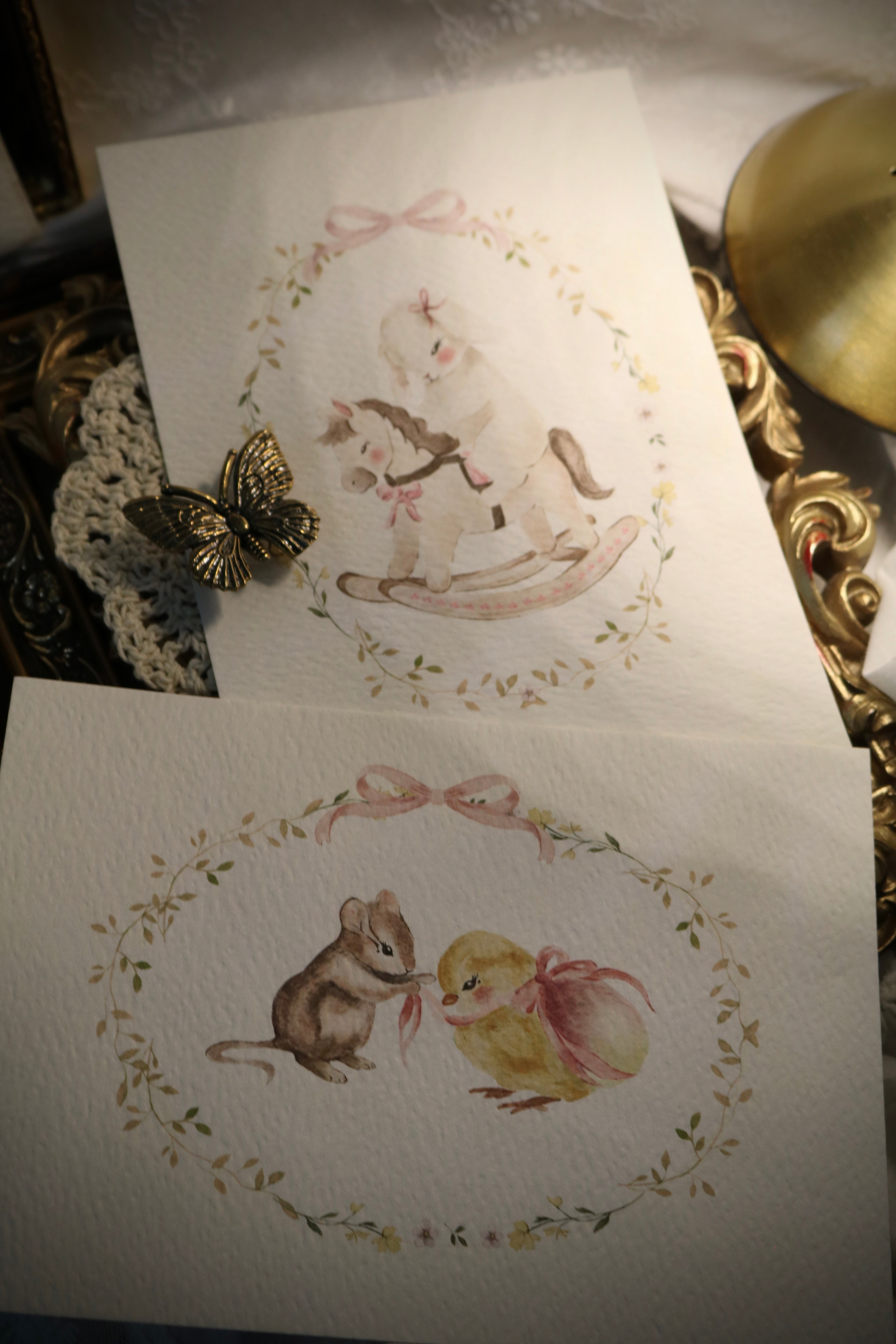 Bunny and Rocking Pony | Art Print or Greeting Card