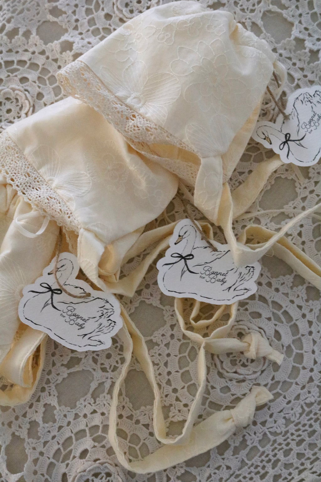 Butter Yellow Broderie Anglaise Baby Bonnet