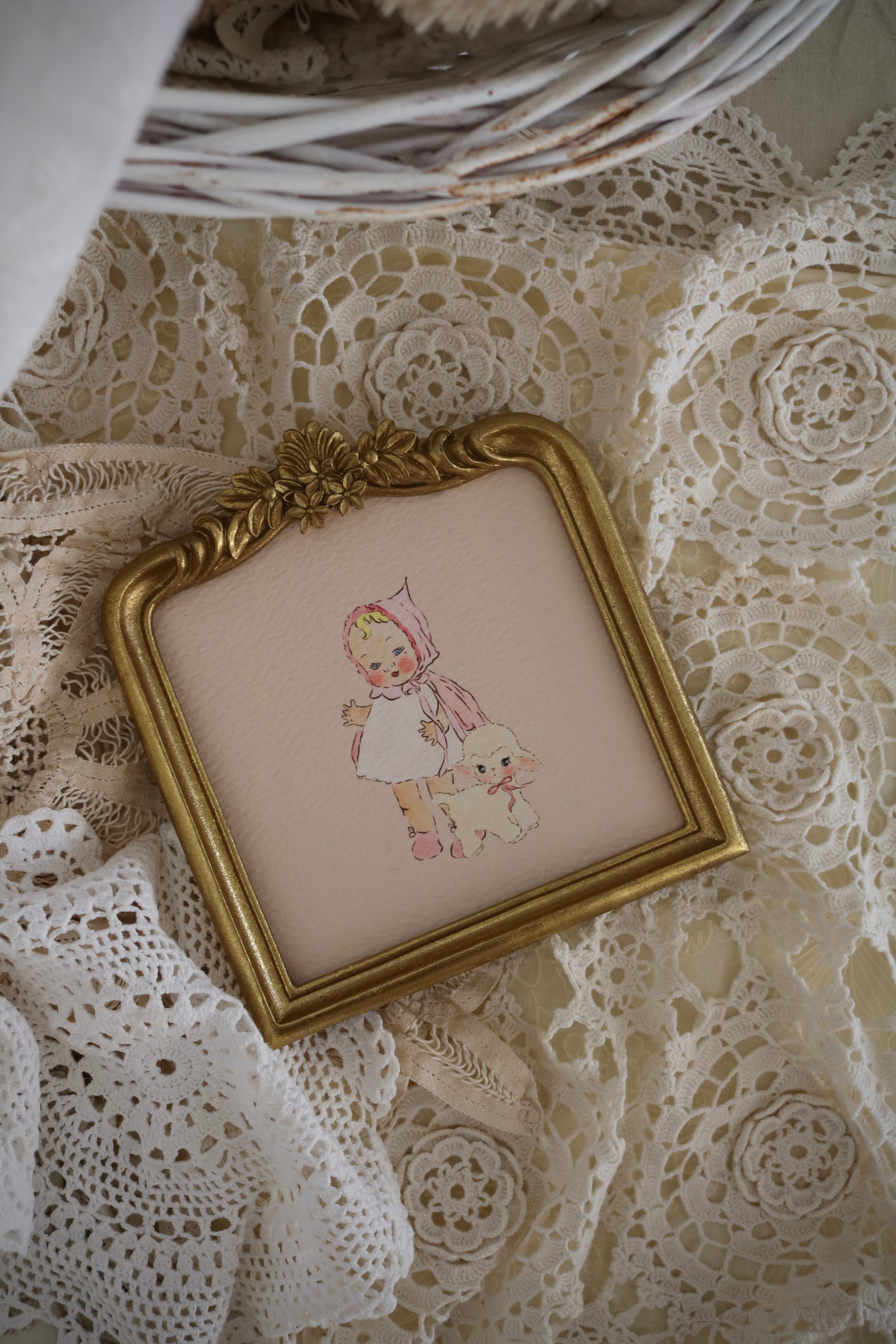 Dolly and Her Lamb | Framed