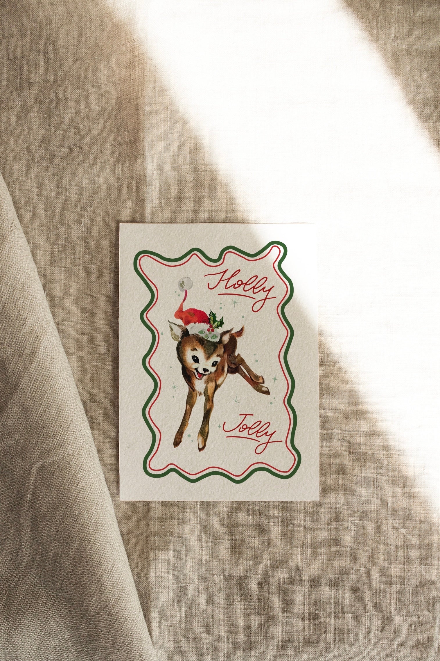 Holly Jolly Reindeer | Available as Christmas Card or Print