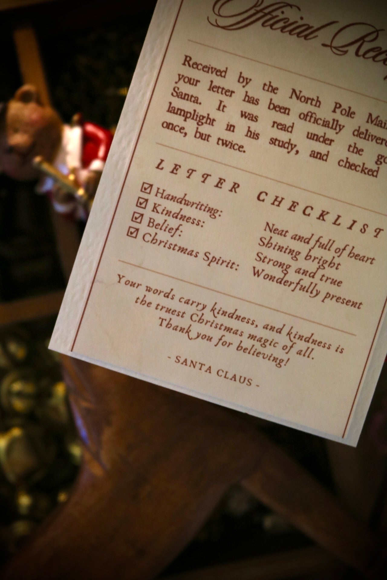 Letter Receipt from Santa