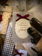 Personalised Christmas Card with Lace and Velvet Ribbon