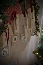Christmas Stocking with Personalised Name & Illustration Tags