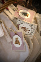 Christmas Stocking with Personalised Name & Illustration Tags