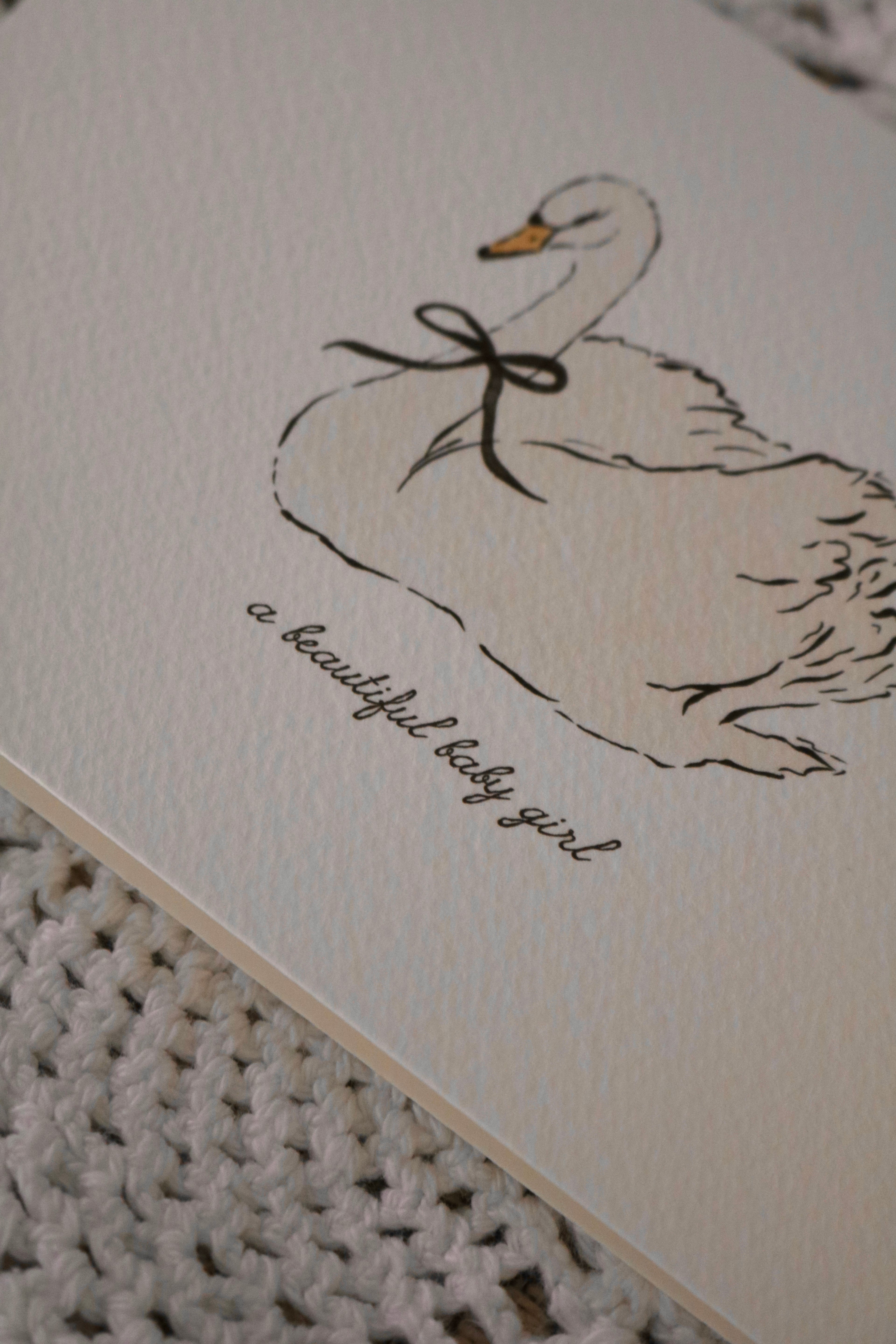 Swan | Baby Girl | Illustrated Keepsake Card