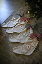 Christmas Stocking with Personalised Name & Illustration Tags