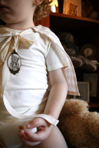Gingham Capelet with Teddy Brooch