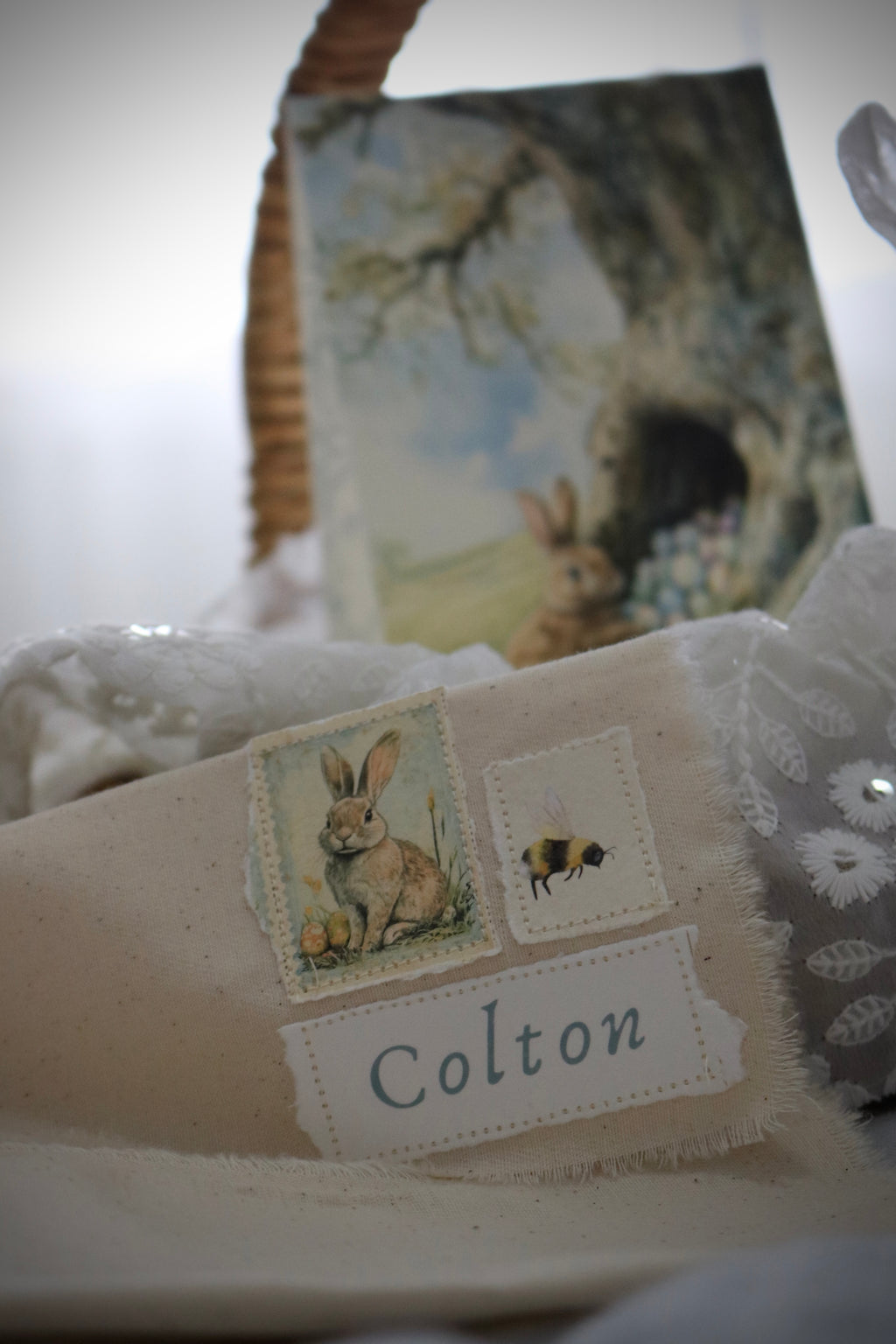 Letter from the Easter Bunny with Handmade Fabric Envelope | Blue