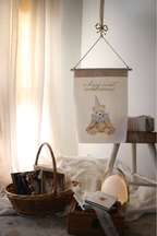 Small Birthday Banner w Wooden Rod | 35cm x 45cm | Multiple Design + Fabric Options