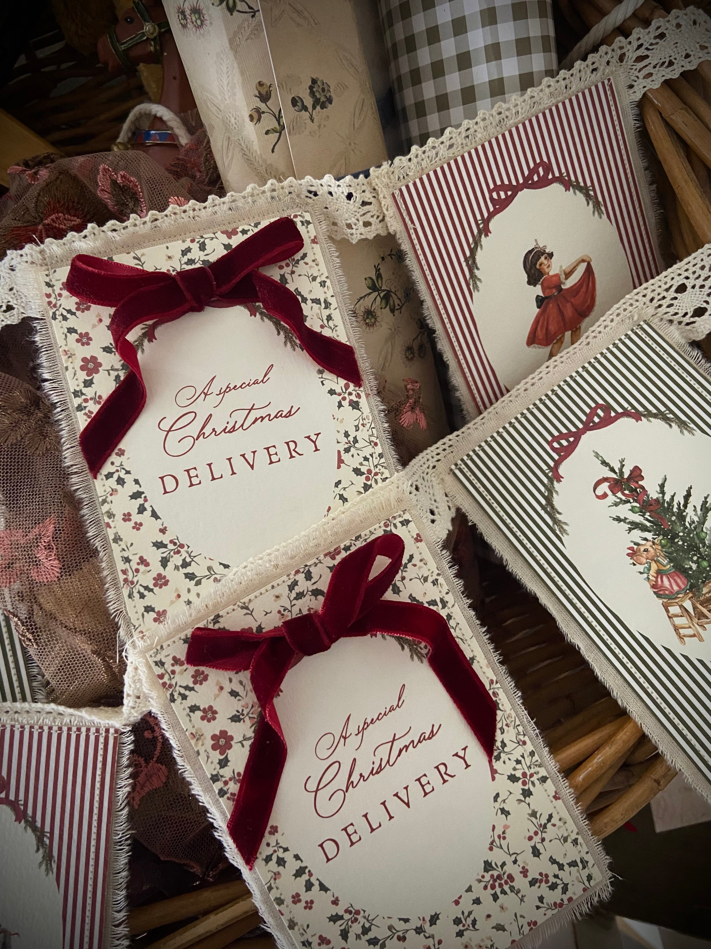 Lace and Cotton Christmas Garland | Customisable Illustrations + Text