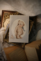 Dulci Bear and Her Wooden Bunny Toy | Art Print or Greeting Card