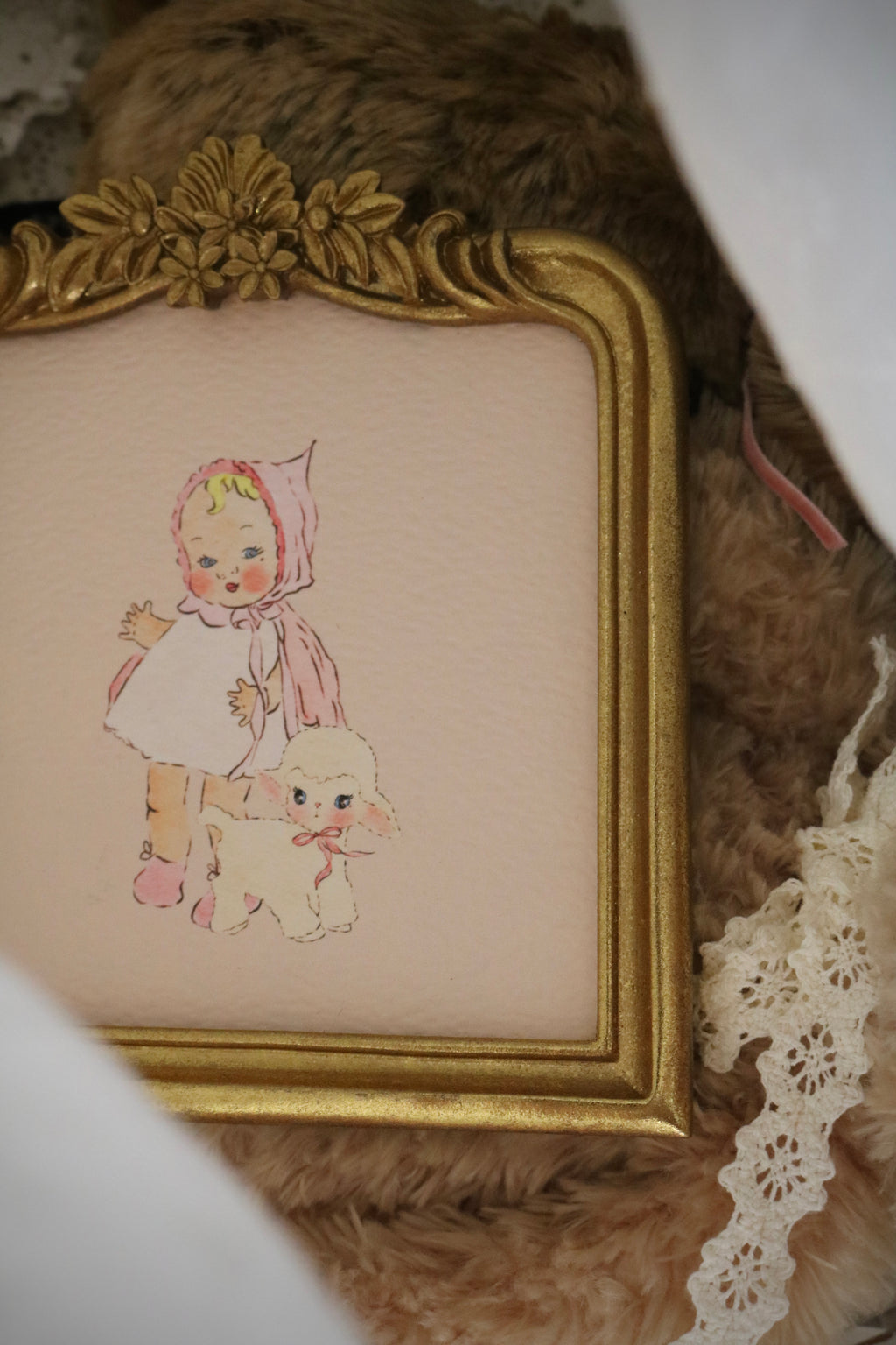 Dolly and Her Lamb | Framed
