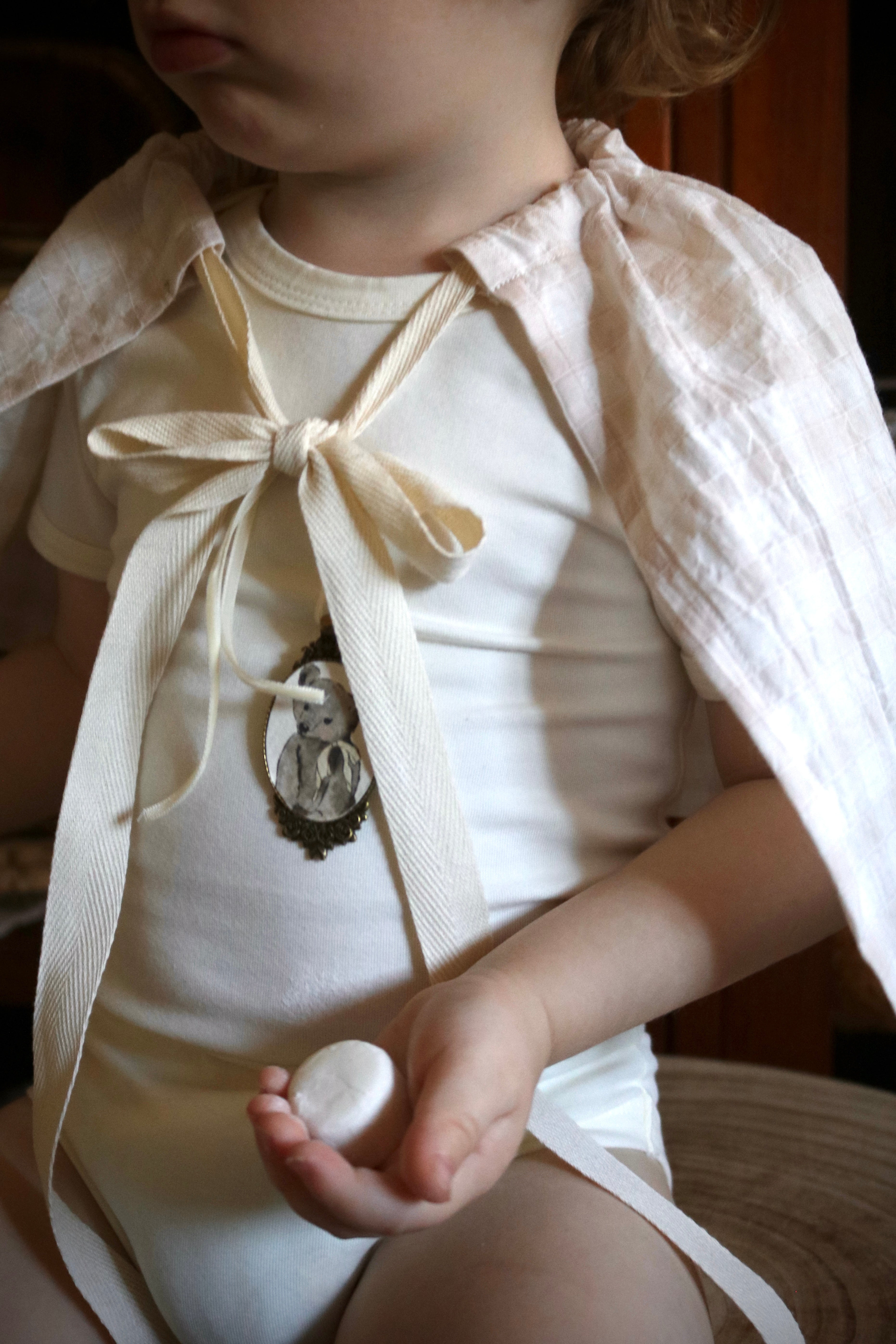 Gingham Capelet with Teddy Brooch