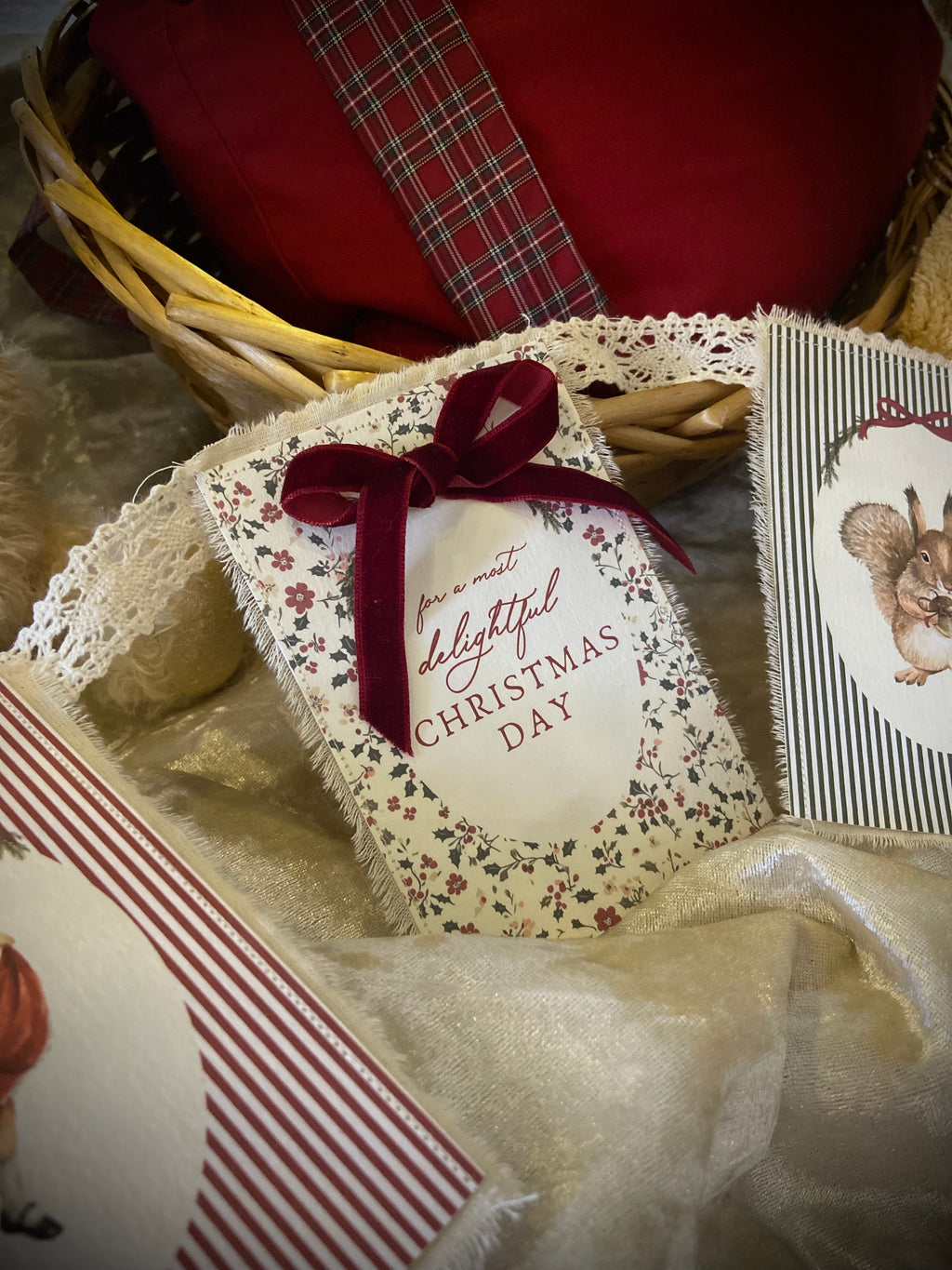 Lace and Cotton Christmas Garland | Customisable Illustrations + Text